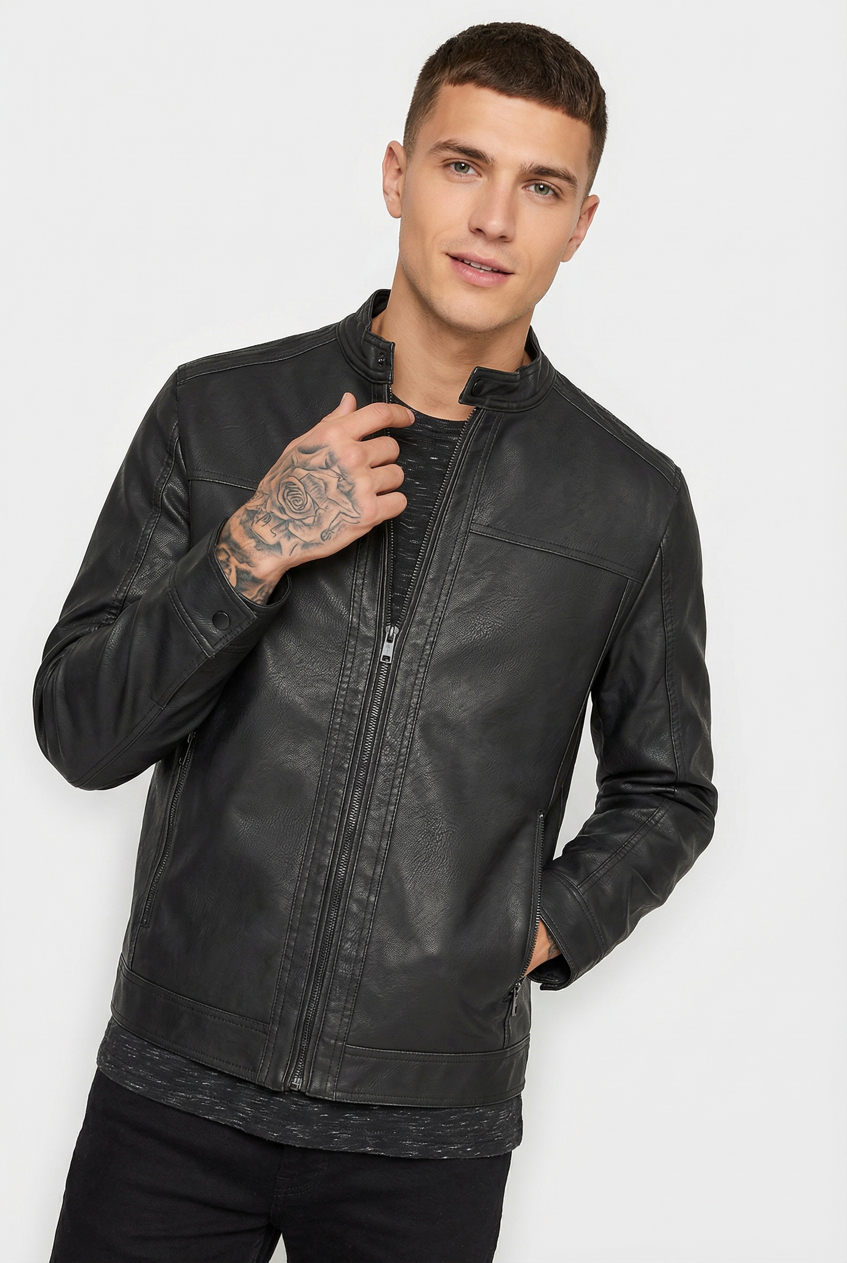 Jack & Jones Lederimitatjacke "JJEWARNER WASHED PU JACKET NOOS" ohne Kapuze günstig online kaufen