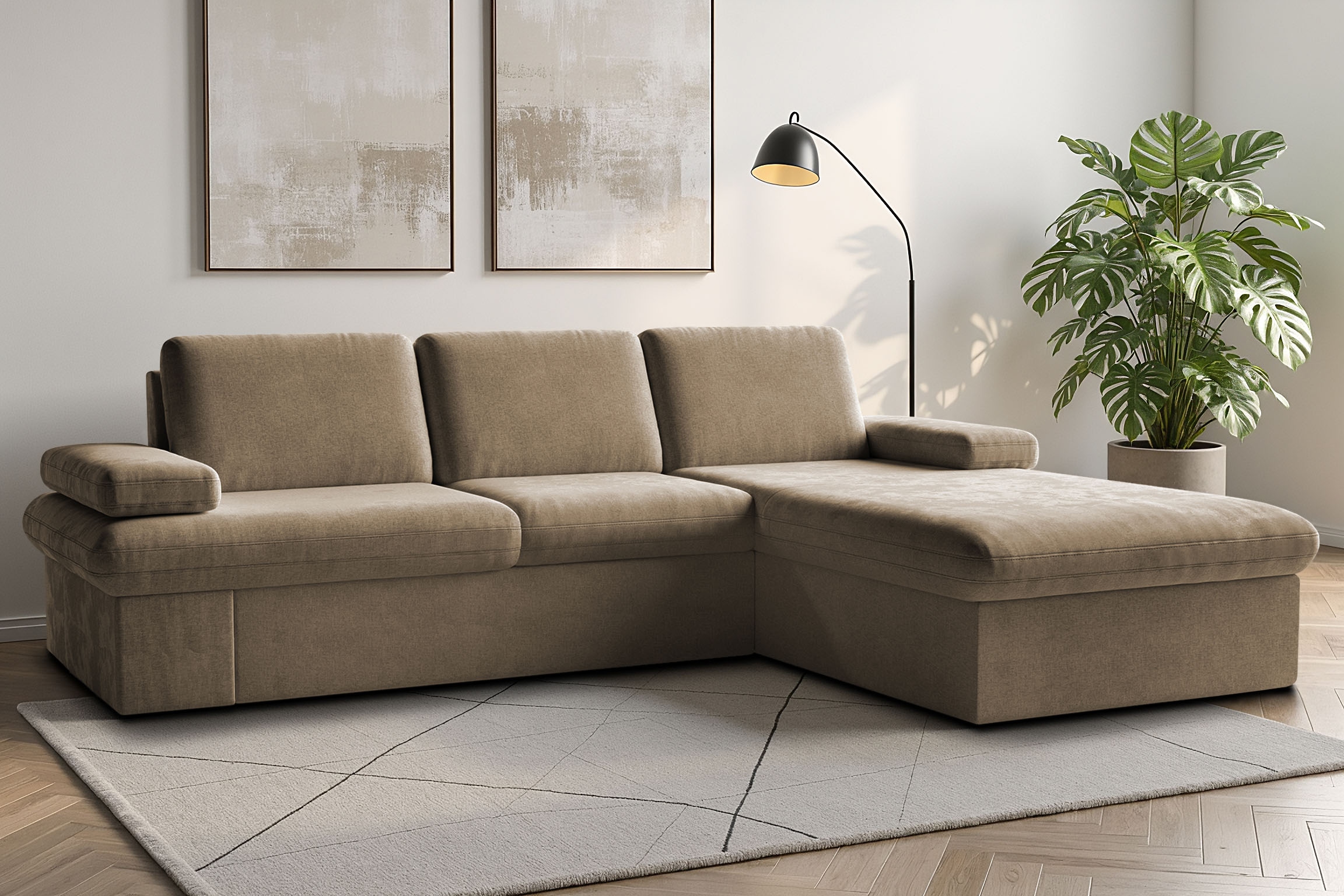 sit&more Ecksofa "Moreno L-Form, B: 247 cm" mit Armteilverstellung, optional Schlaffunktion