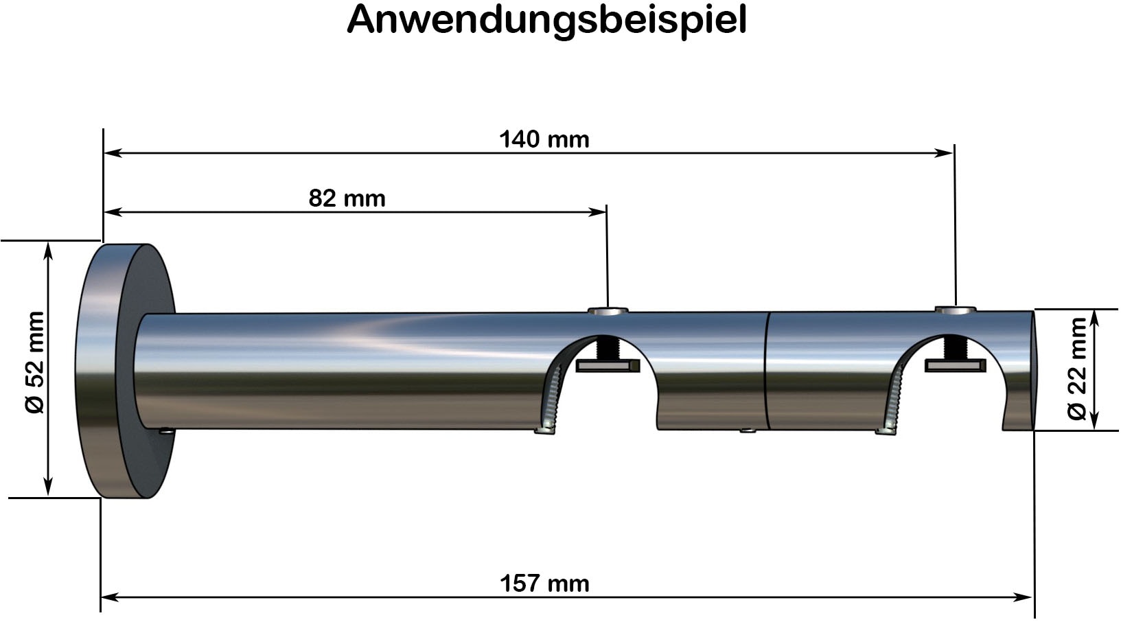 indeko Kombiträger, (1 St.), Ø 20 mm für Vorhangstangen und Innenlaufsysteme