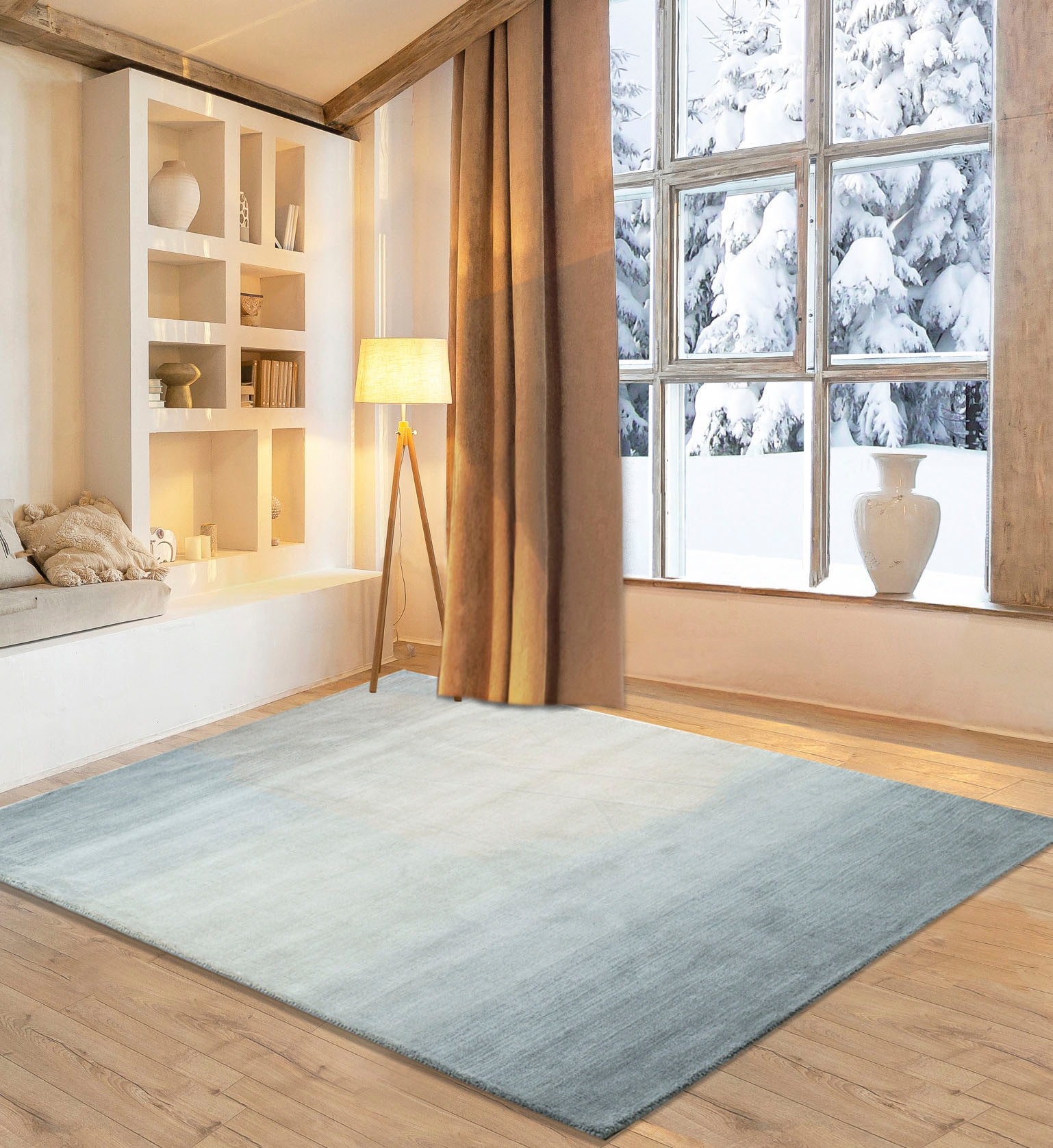 Wollteppich OTTO HOME "Lessach", grau, B:160cm H:14mm L:230cm, Schurwolle, Teppiche, Handweb Teppich, mit modernem Farbverlauf, reine Wolle, handgewebt