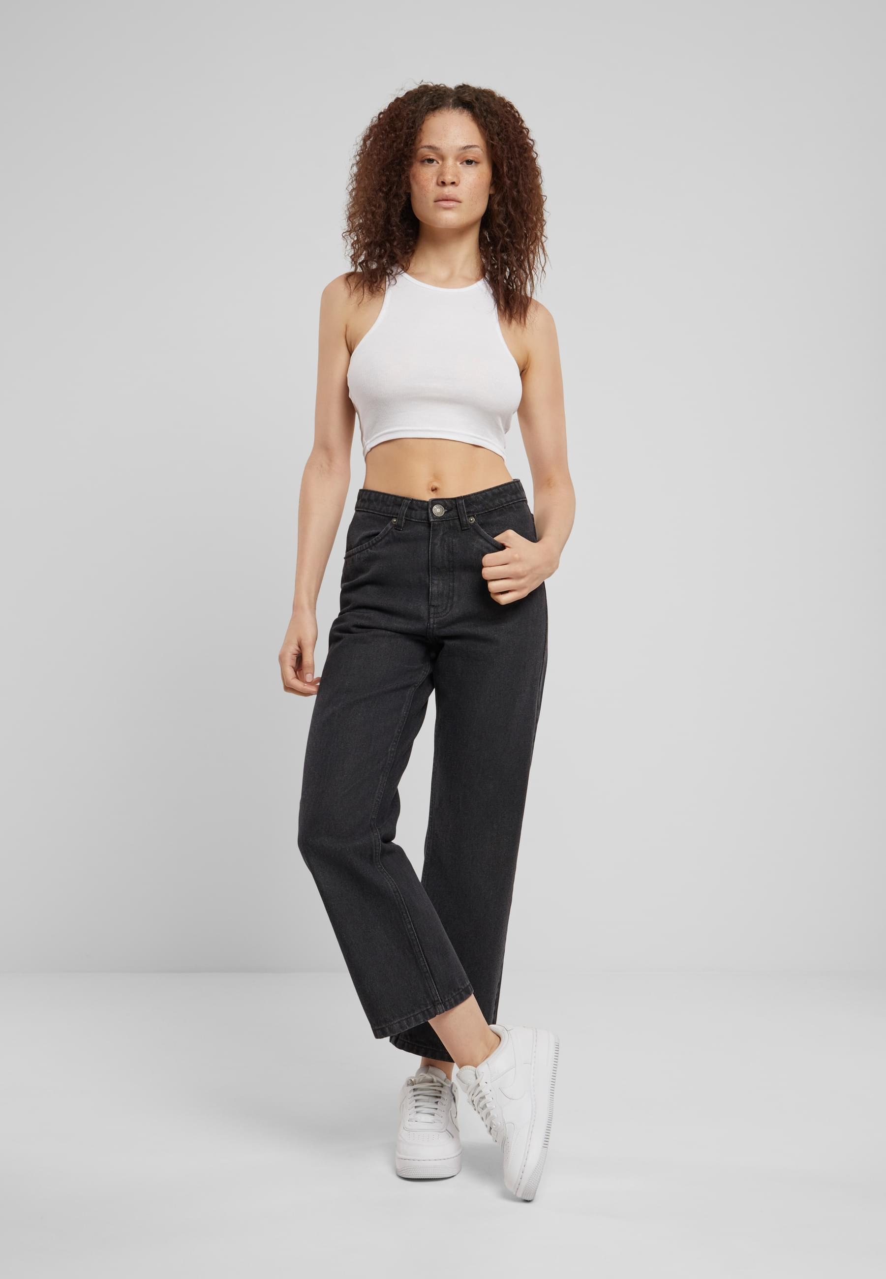 URBAN CLASSICS Bequeme Jeans »Urban Classics Damen Ladies Cropped Straight Leg Denim Pants«
