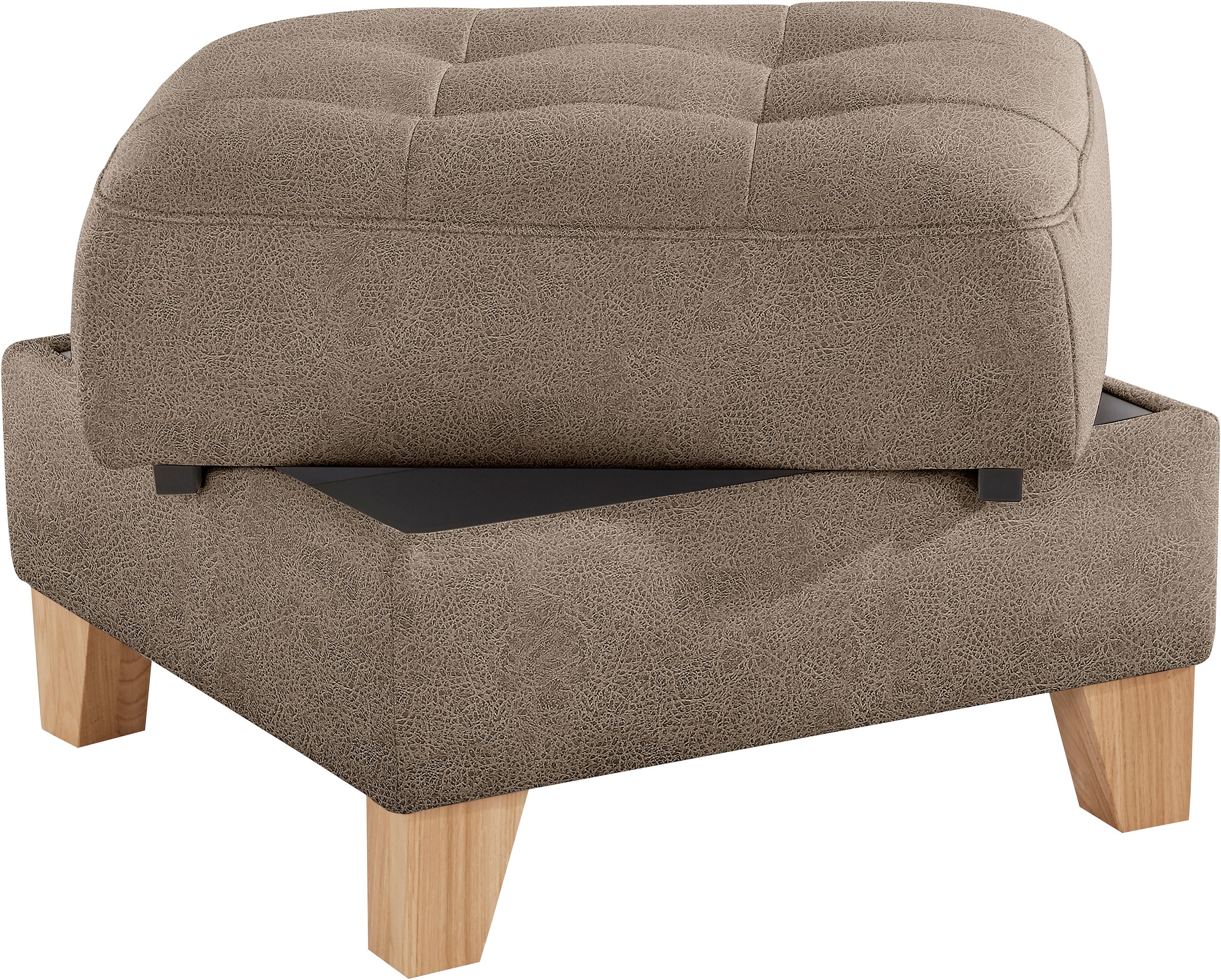 exxpo - sofa fashion Hocker »Elio bequemer Sitzkomfort und aufwendiger Detailverarbeitung«, mit Staufach unter der Sitzfläche