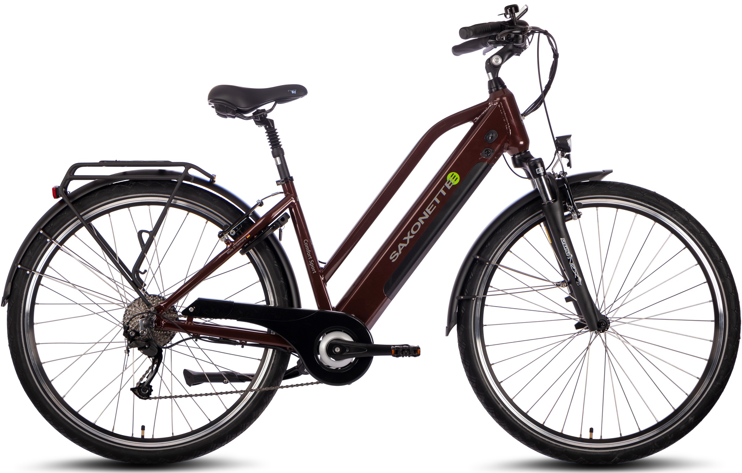 SAXONETTE E-Bike "Comfort Sport", 9 Gang, Shimano, Alivio, Heckmotor 250 W, (mit integr. Rahmenschloss), Pedelec, Elektr