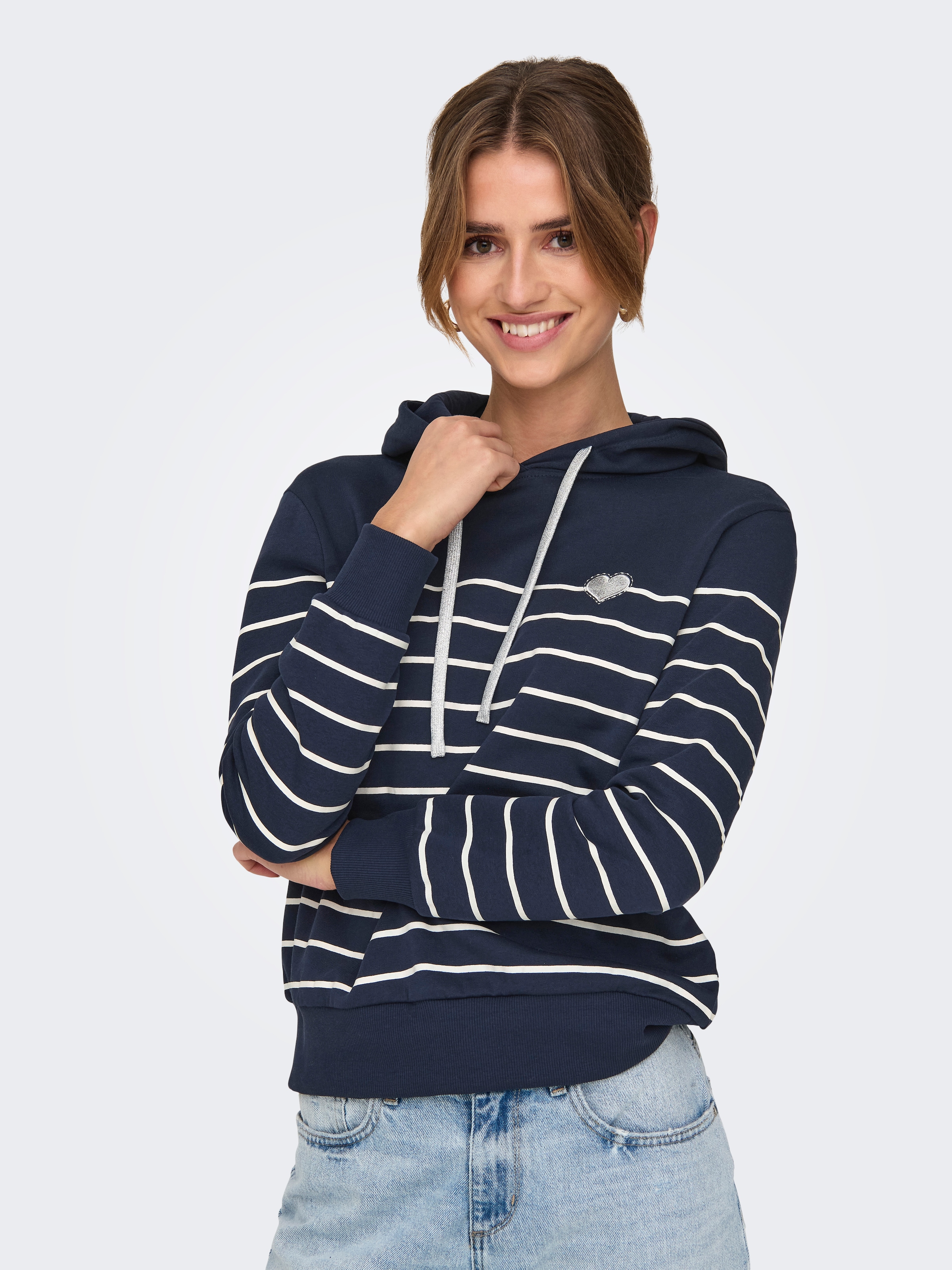 ONLY Kapuzensweatshirt "ONLADELLE L/S STRIPE HOOD SWT" günstig online kaufen