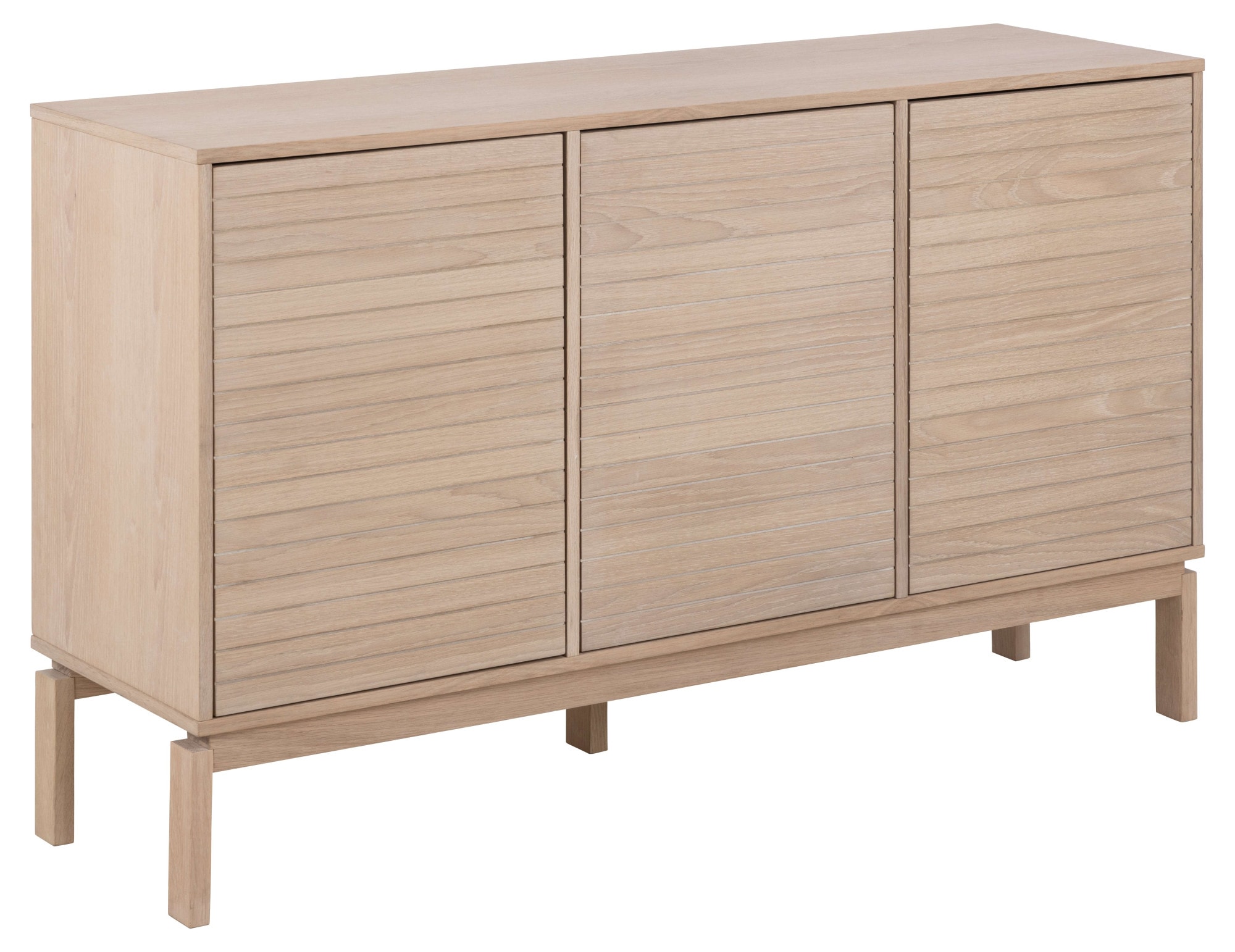 ACTONA GROUP Sideboard »Linley Anrichte, gerillte Front,«, Eiche furniert, 3 Türen, 3 Einlegeböden, Lamellenfront