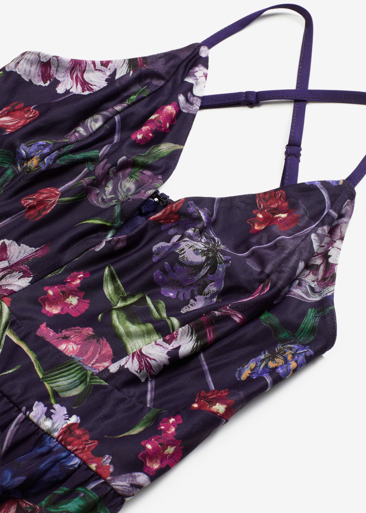 bonprix Maxikleid mit feinem Tüll, Slim Fit Passform