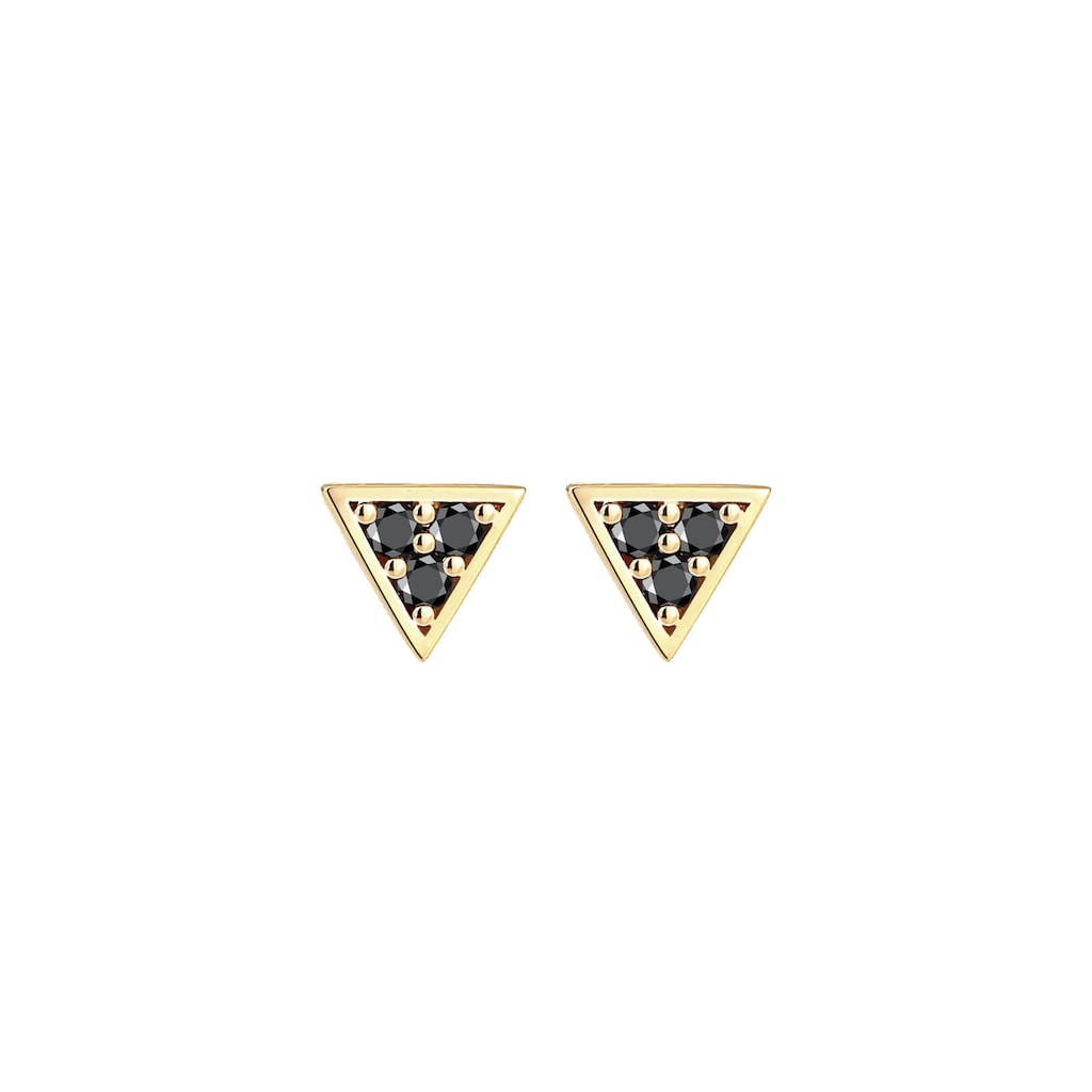 Elli DIAMONDS Paar Ohrstecker »Dreieck Geo Black Diamant (0.09 ct) 375er Gelbgold«