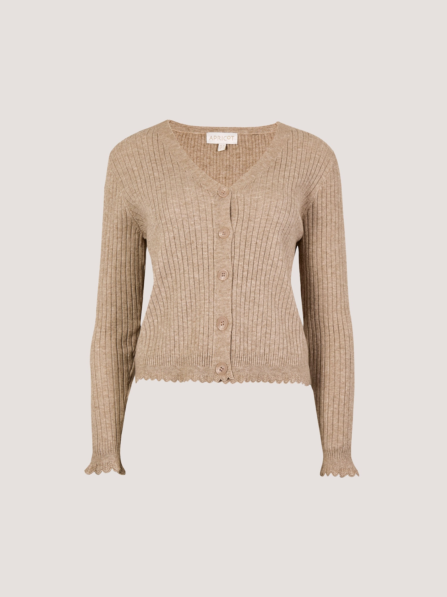 Apricot Cardigan »Gerippte Strickjacke mit Wellenkante« in unifarben