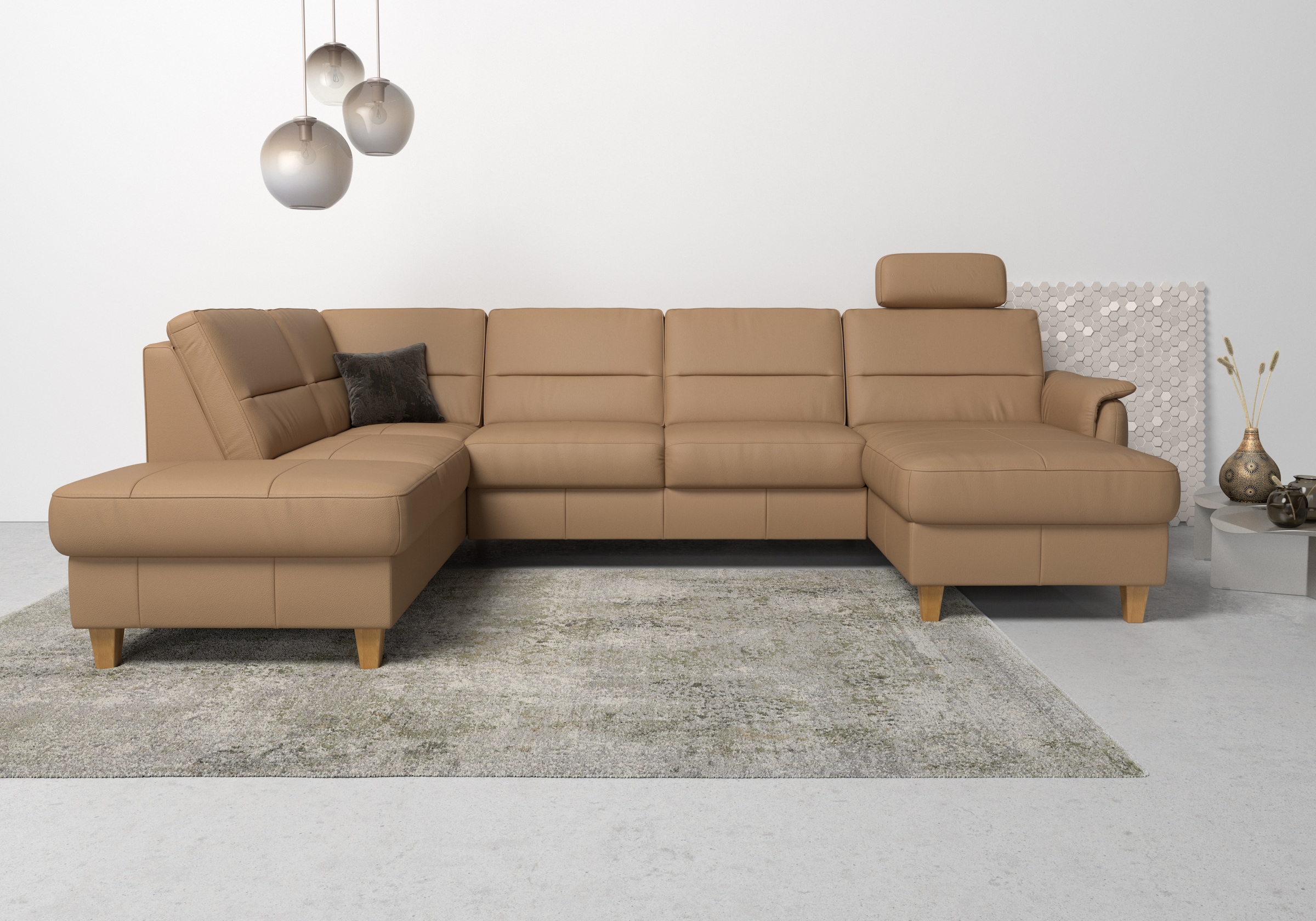 Home affaire Wohnlandschaft »Palmera U-Form«, Federkern, wahlweise mit Bettfunktion und mit/ohne Stauraum