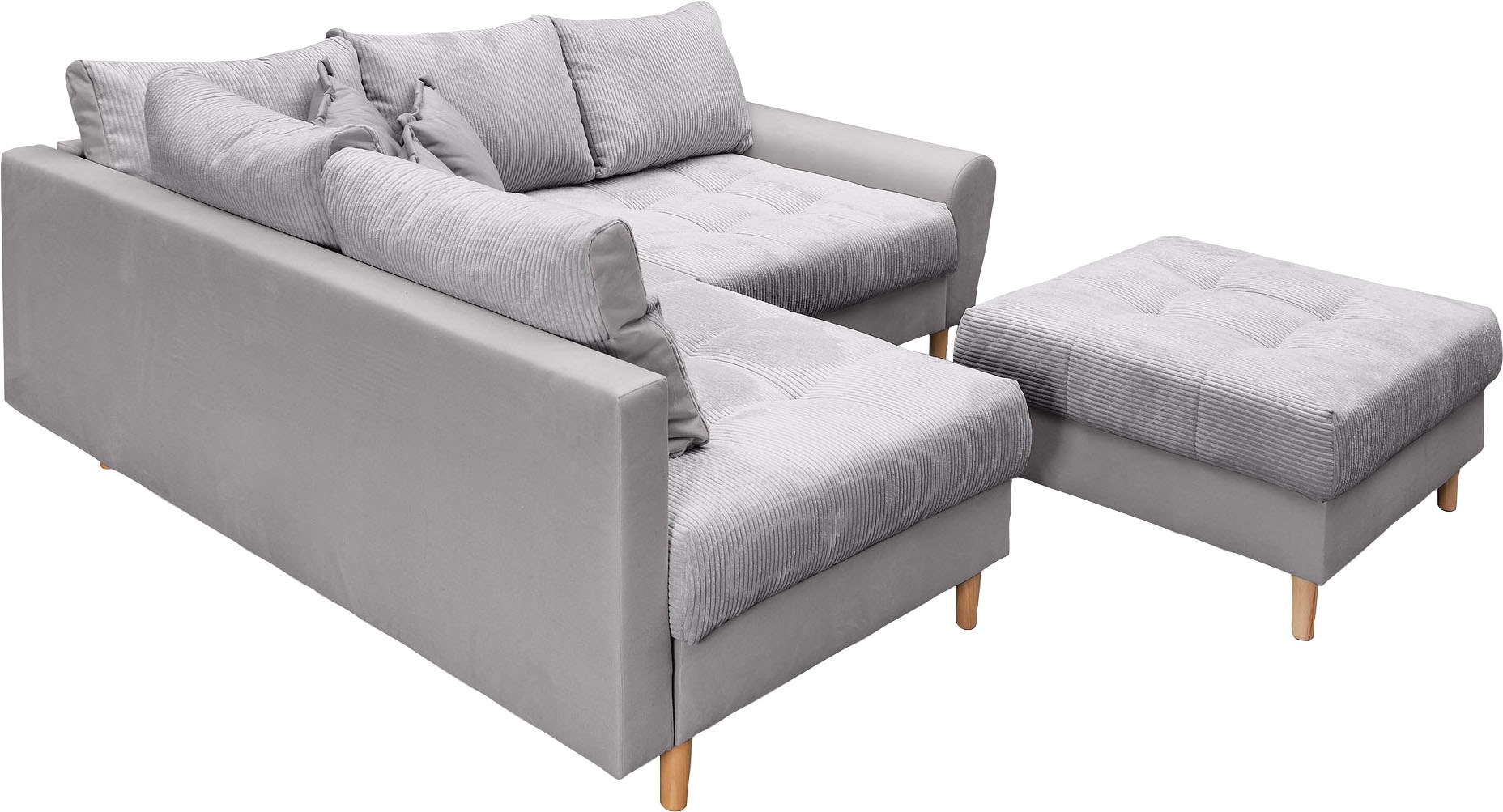 Thumbnail - Home affaire Ecksofa "Rice L-Form inkl. Hocker", (Set, mit Hocker), mit Bonnellfederkern, Hocker & Kissen, Ottomane beid...