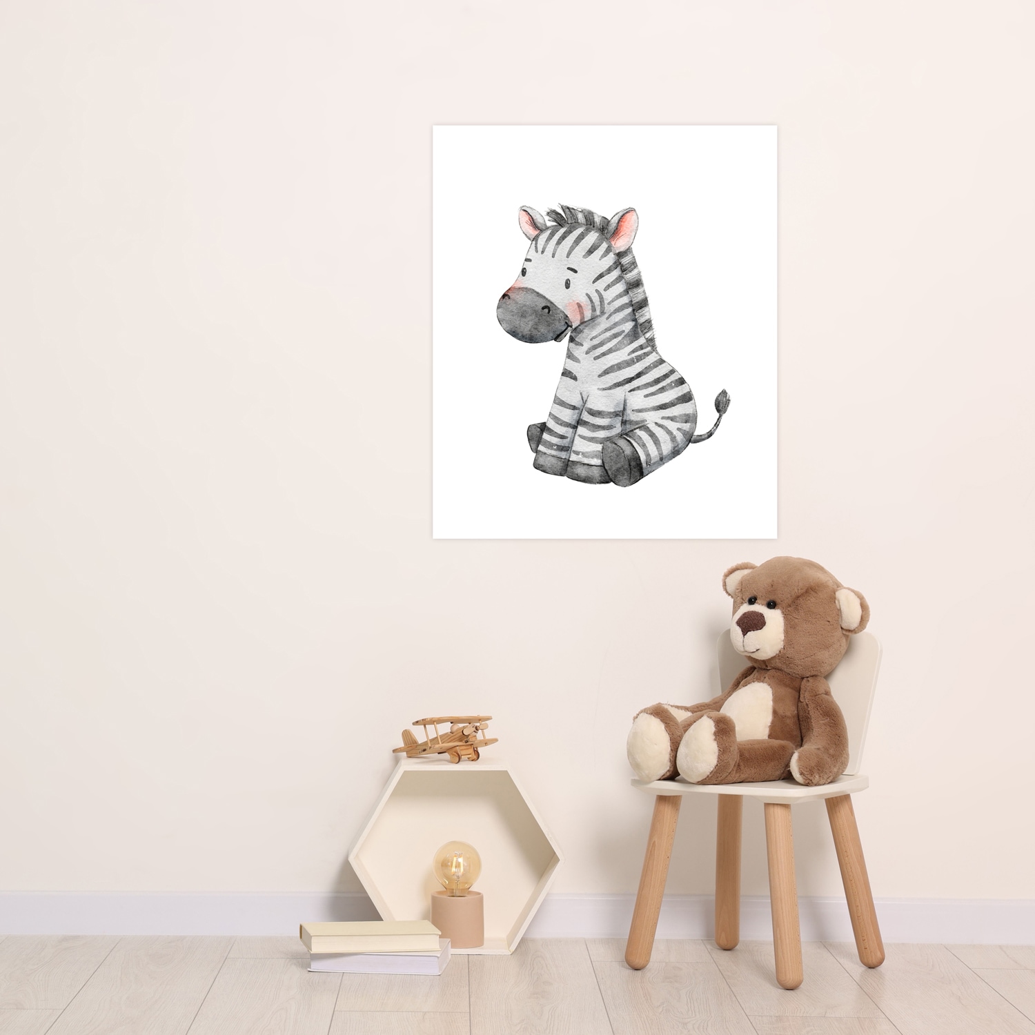 Lüttenhütt Bild mit Rahmen "oder Poster, Zebra" Fantasy Tiere Zebra Bilder 1 Stk. tlg. HD Premium Druck