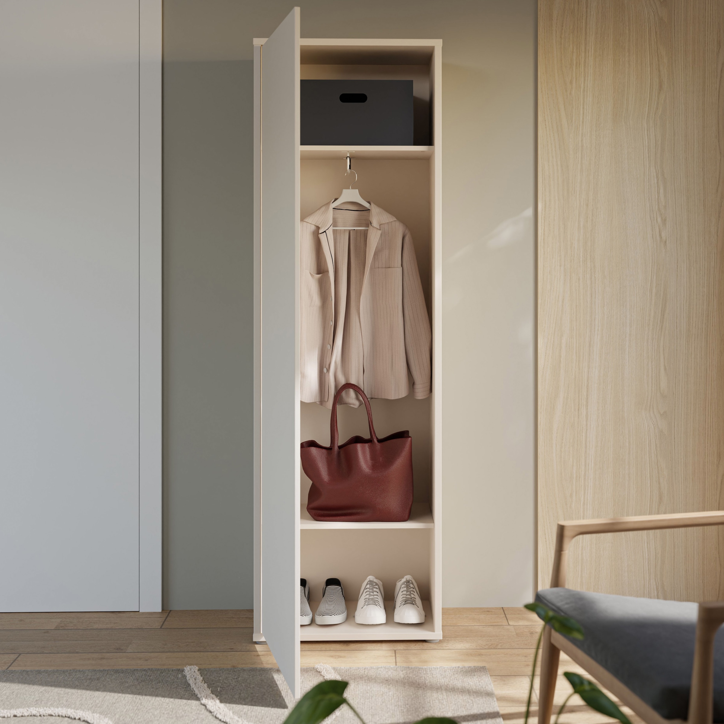 FORTE Garderobenschrank B/H/T 59,8/191,9/34,9 cm Push to open