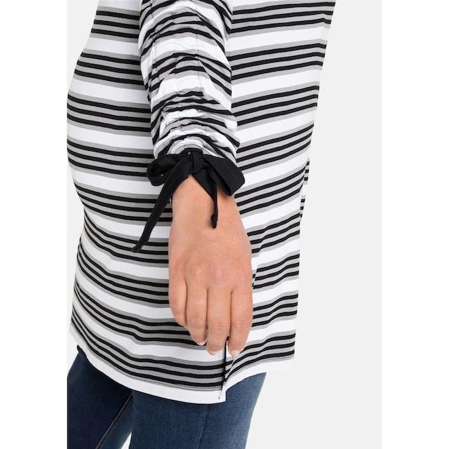 Sheego Longshirt »Große Größen«, mit Ringeln und Raffung am Ärmel online  bestellen | BAUR