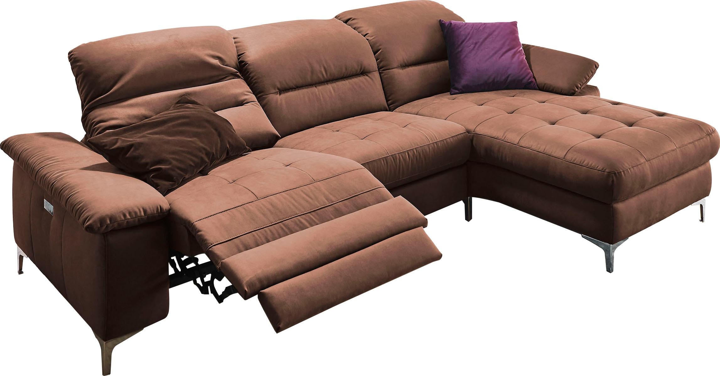 Places of Style Ecksofa »Basel L-Form«, mit vollmotorischer Relaxfunktion und motorischer Recamiere