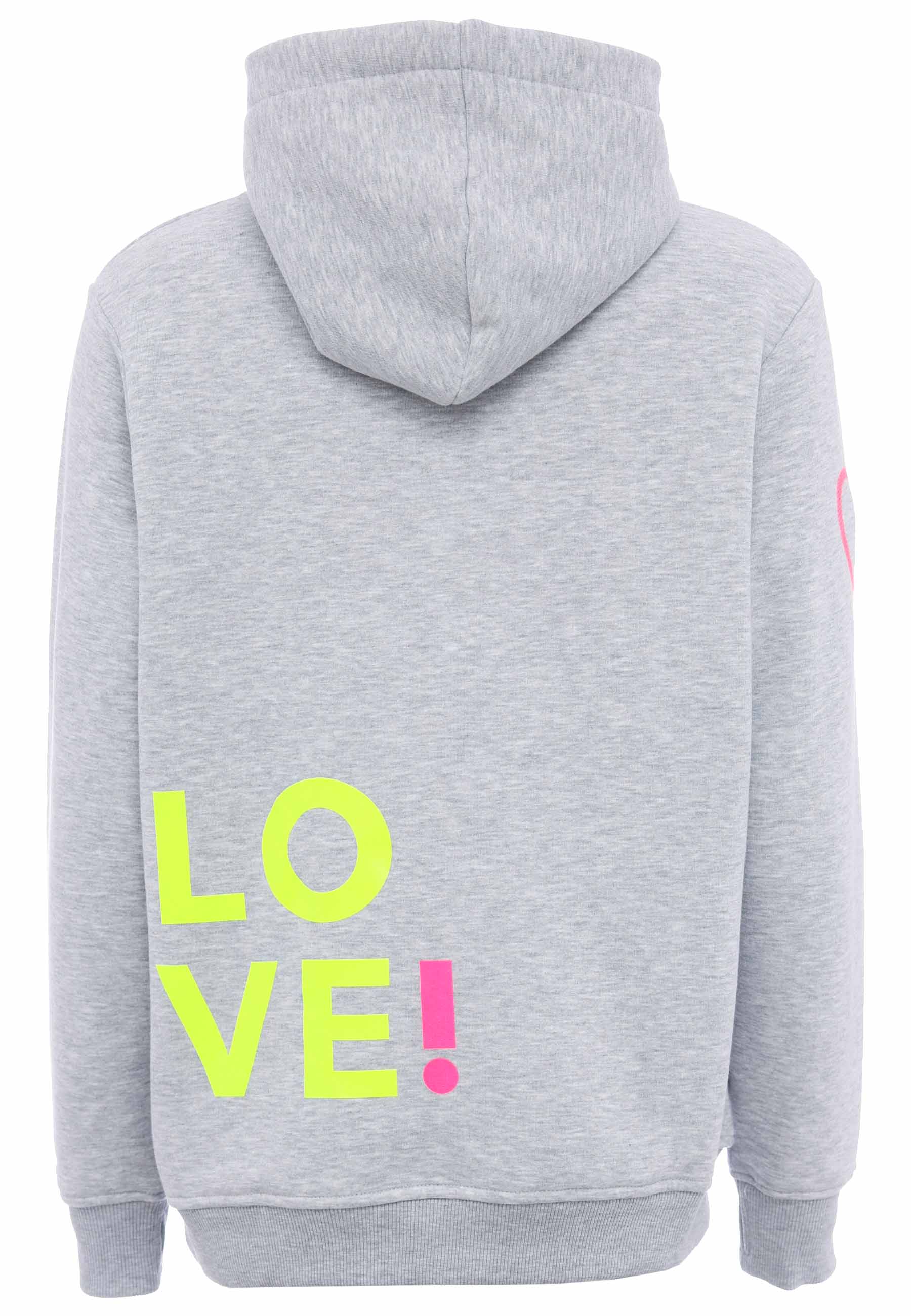 Thumbnail - Zwillingsherz Kapuzensweatshirt, mit gesticktem Neon Herz am Ärmel und "Love" Schriftzug auf Kordel