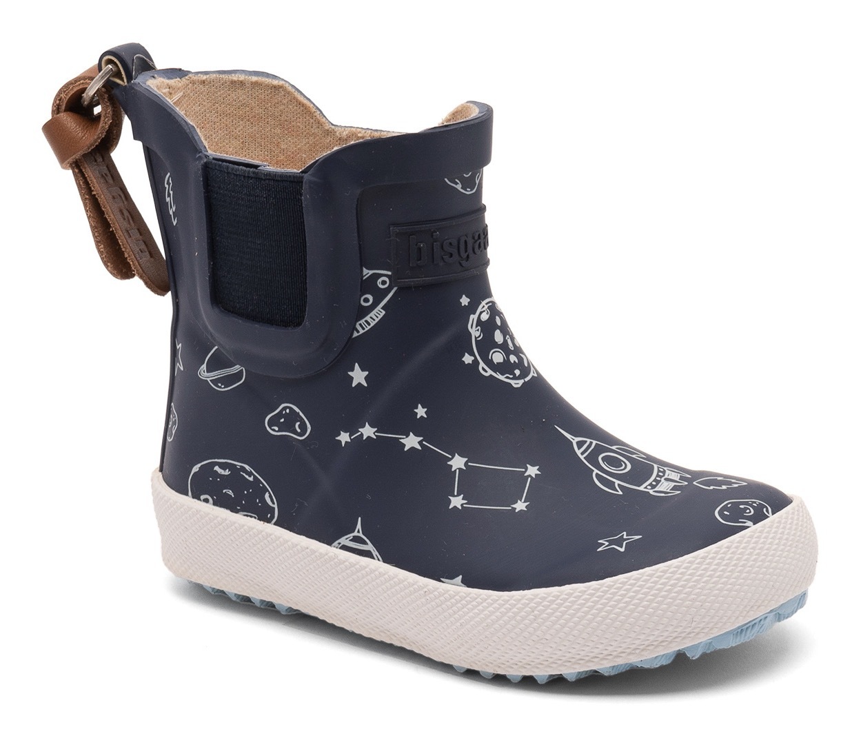 Gummistiefel BISGAARD "baby rubber", Mädchen, Gr. 27, navy astronaut, Gummi, gemustert, Schuhe Gummistiefel, Babyschuh mit Stretcheinsatz, Größenschablone zum Download