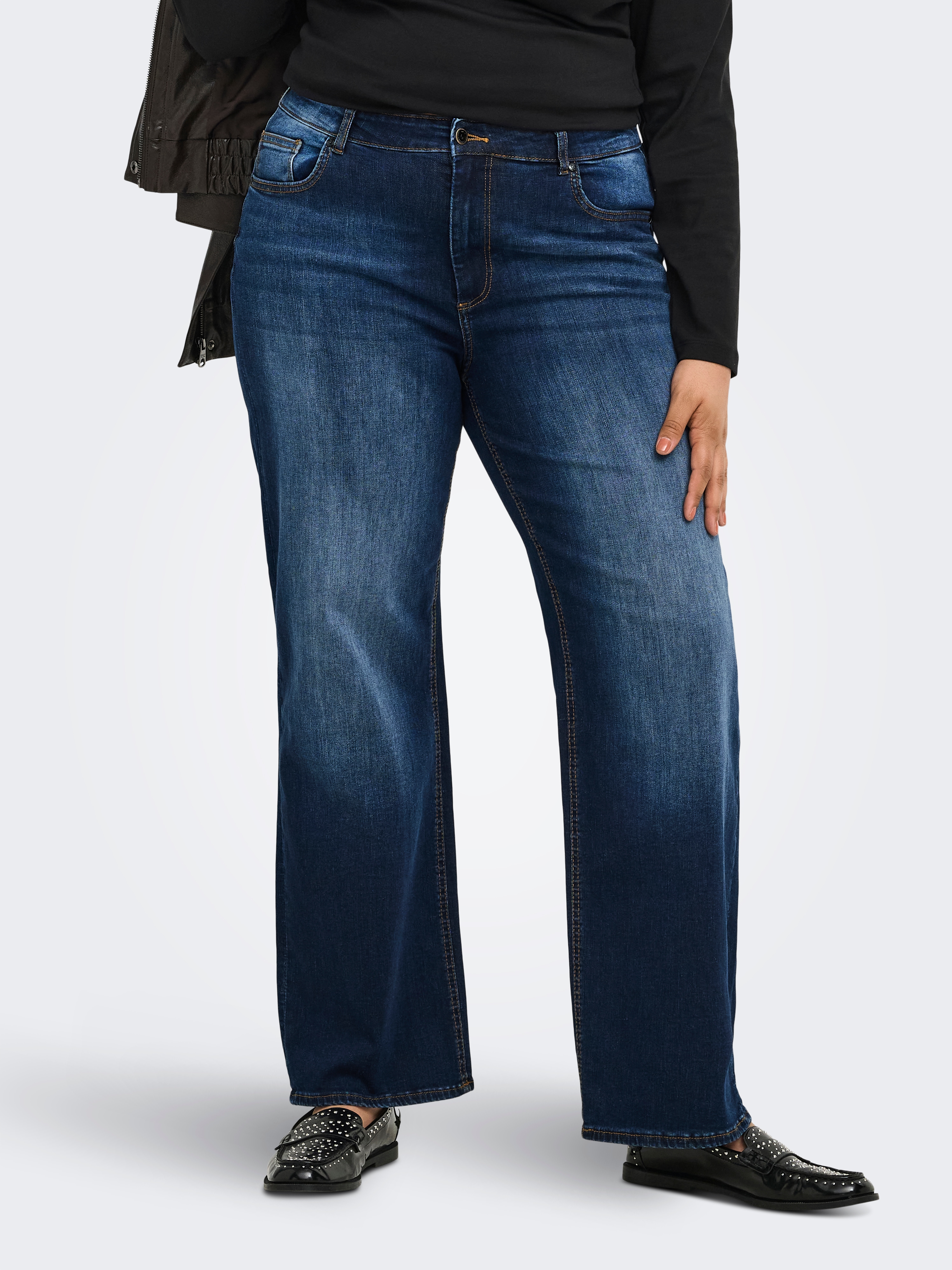 Only Carmakoma High-waist-Jeans "Carwilly Hw Wide Dnm TAI081 Noos" Baumwollmischung, High Waist