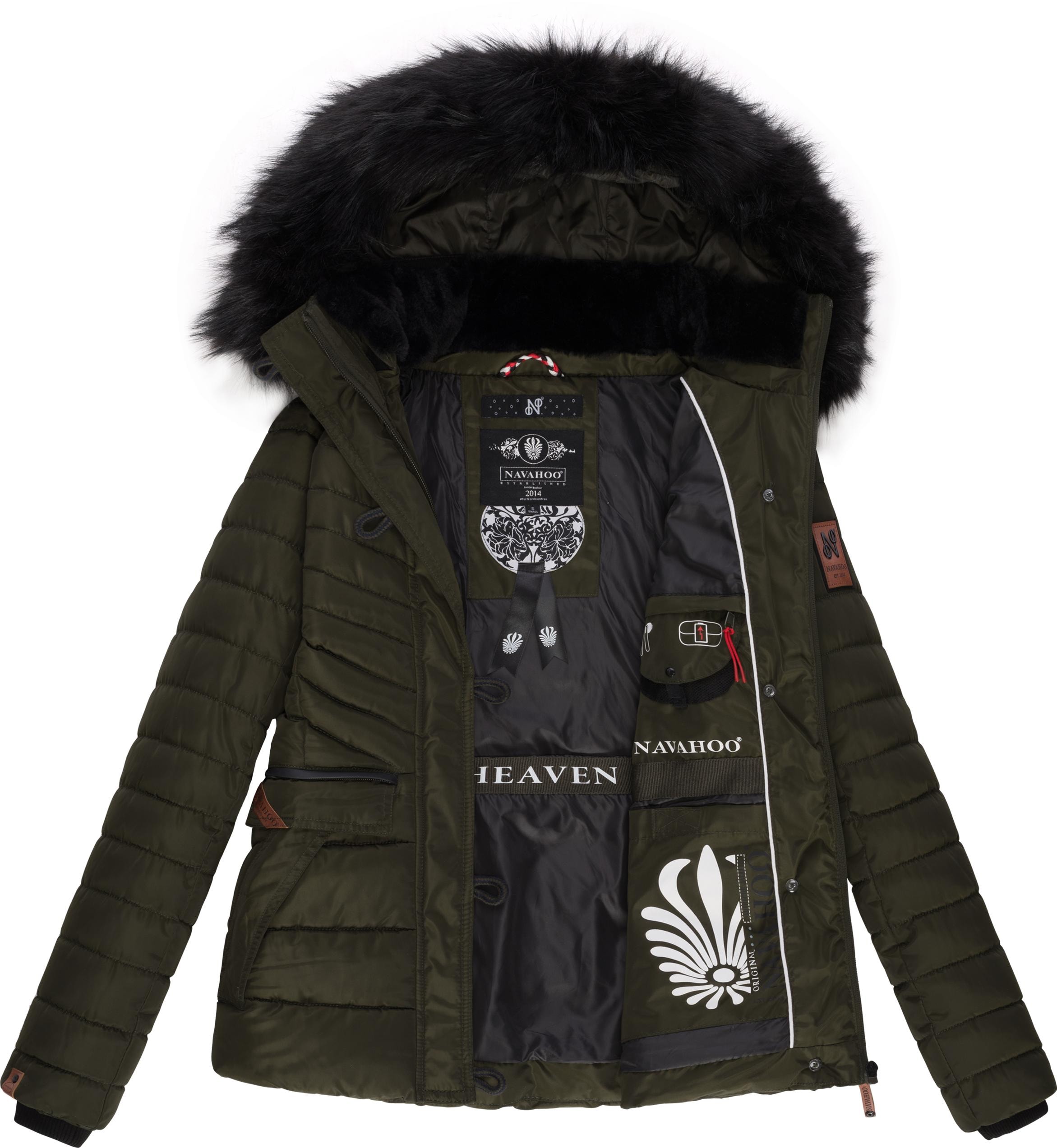 Navahoo Winterjacke »Wisteriaa«, mit Kapuze, Warm gefütterte Steppjacke mit Kunstfell-Kapuze
