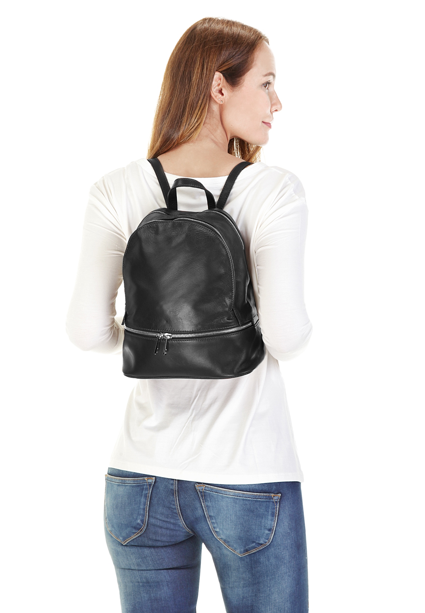 Piké Cityrucksack, echt Leder, Made in Italy