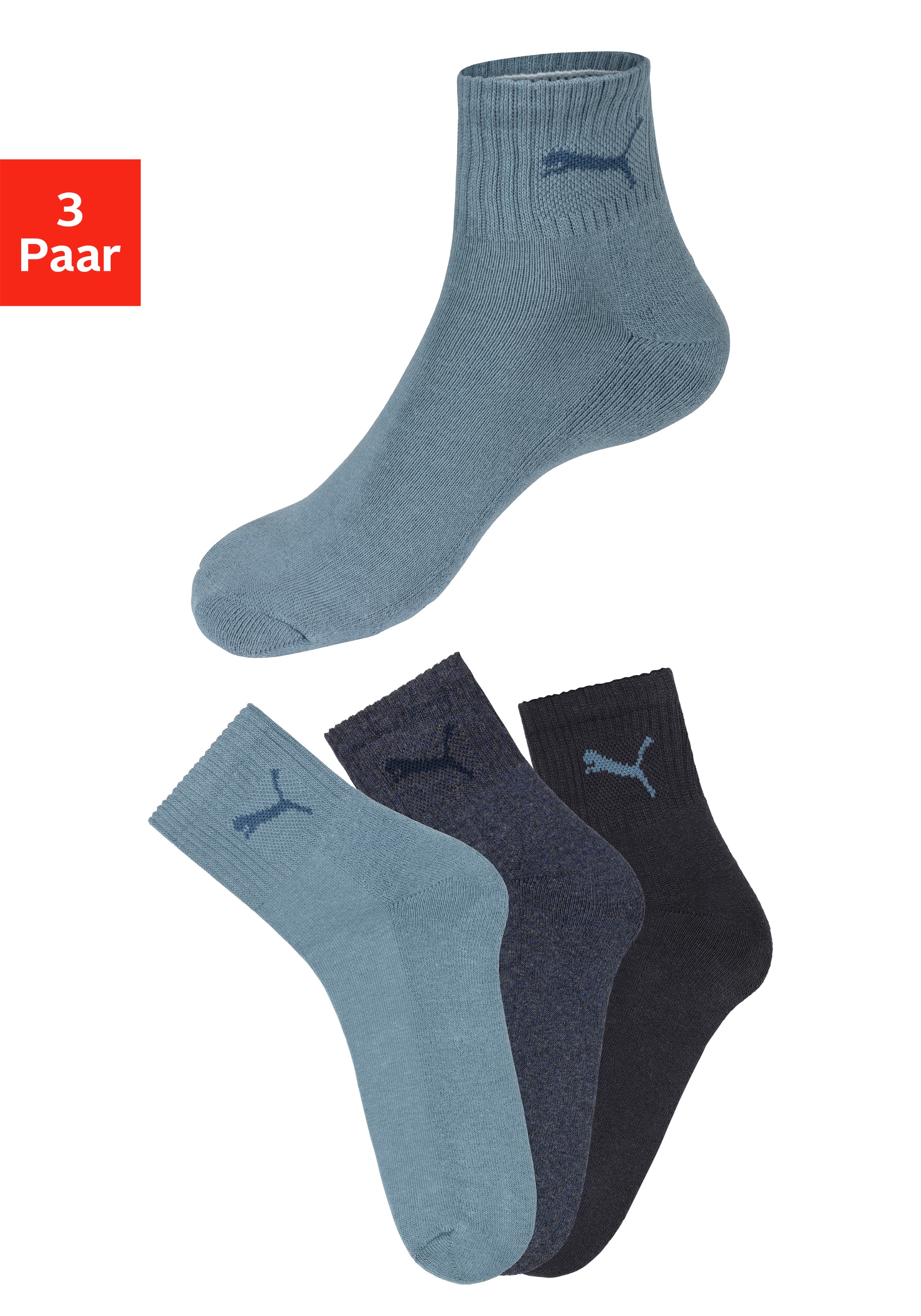 PUMA Sportsocken "short crew", (3 Paar), mit klassischer Rippe günstig online kaufen