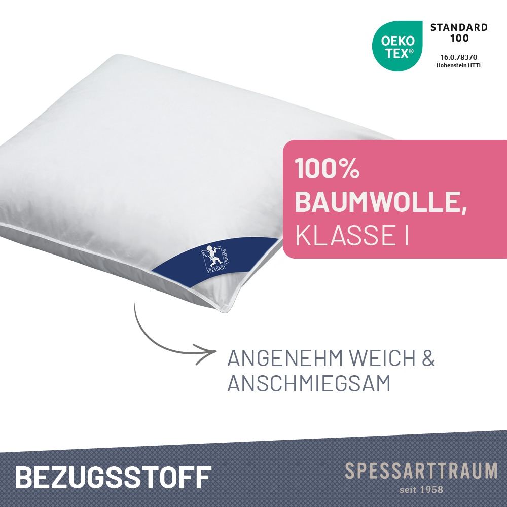 SPESSARTTRAUM Daunenkissen »FIRST CLASS«, Füllung: 60% Daunen, 40%Federn, Bezug: 100% Baumwolle, (1 St.), hergestellt in Deutschland, allergikerfreundlich