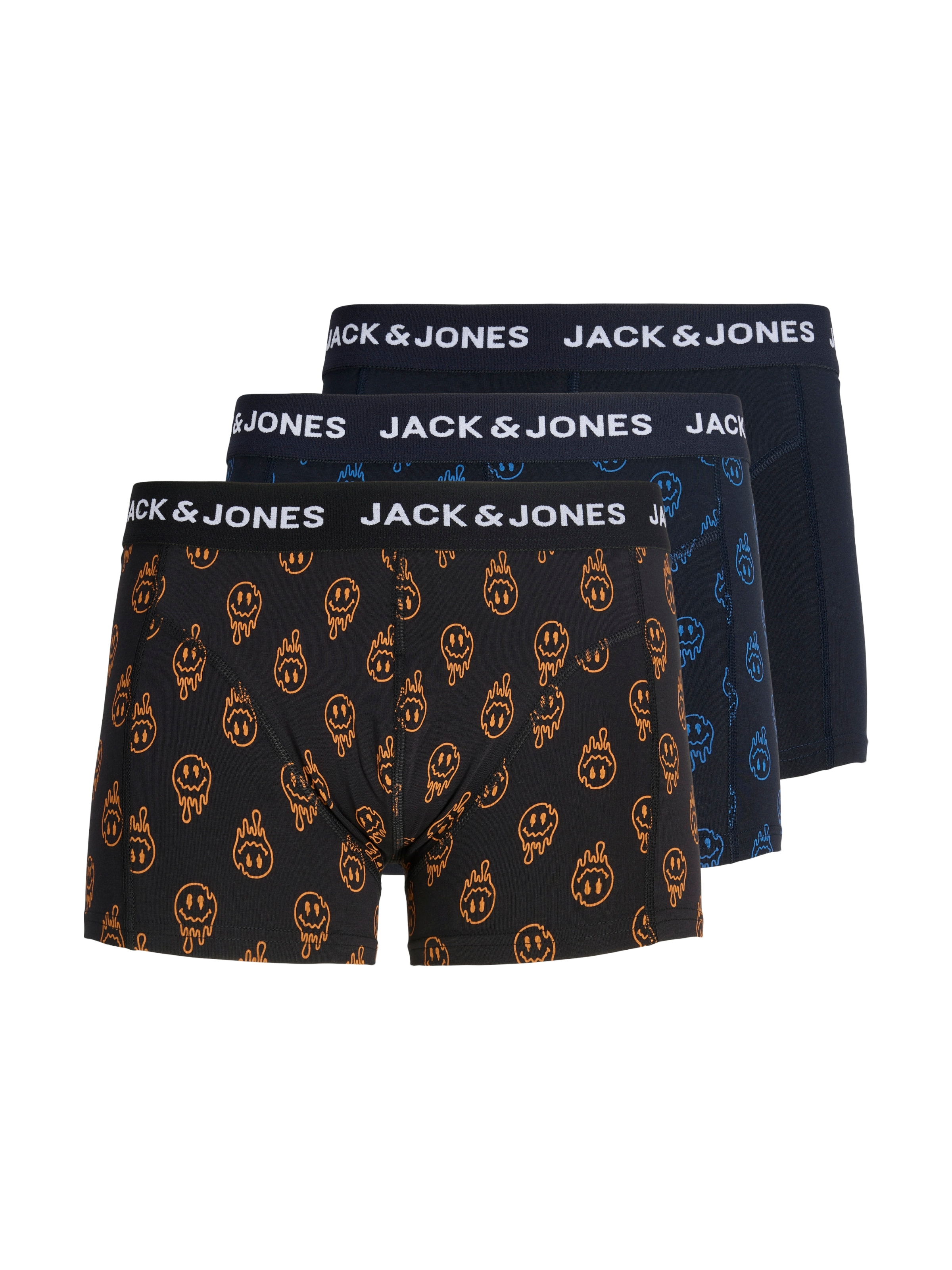 Jack & Jones Trunk "JACDALE SMILEY TRUNKS 3 PACK SN" Packung, 3 Stk. Baumwollmischung, elastischer Bund