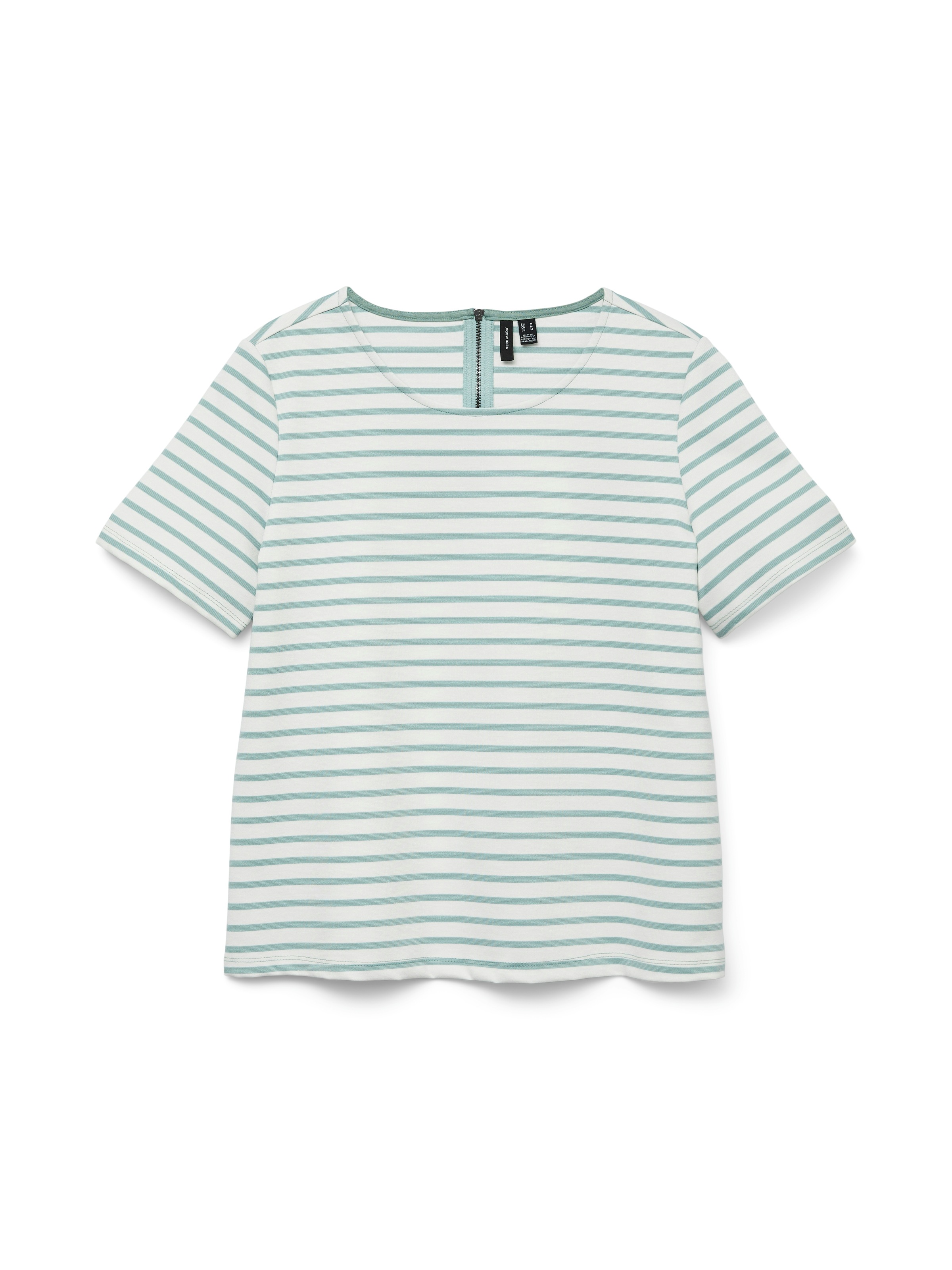 Vero Moda Rundhalsshirt "VMABBY SS ZIP TOP JRS NOOS" Materialmix, regular f günstig online kaufen