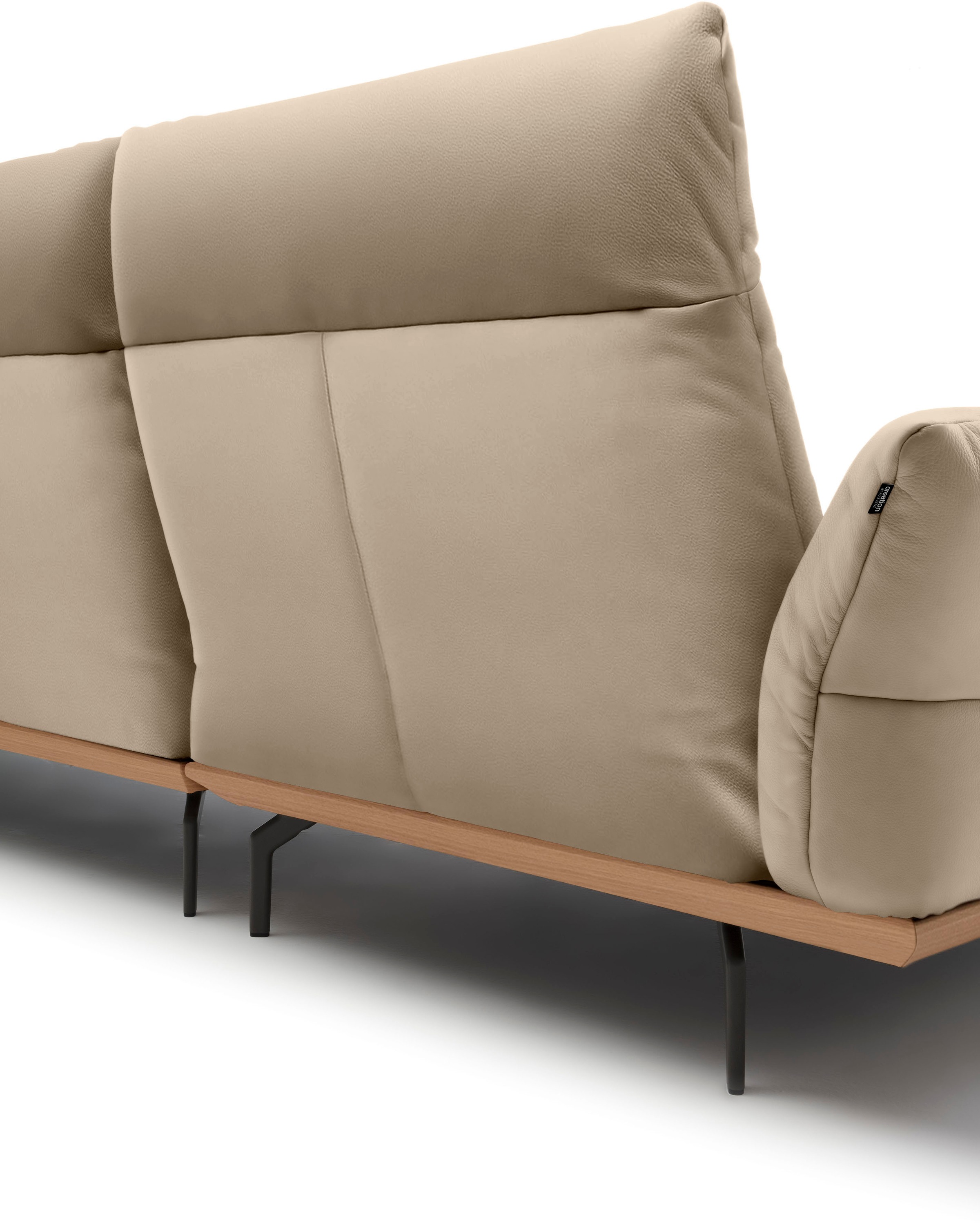 Creation BY ROLF BENZ Ecksofa »CR.460«, Sockel in Eiche, Winkelfüße in Umbragrau, Breite 318 cm