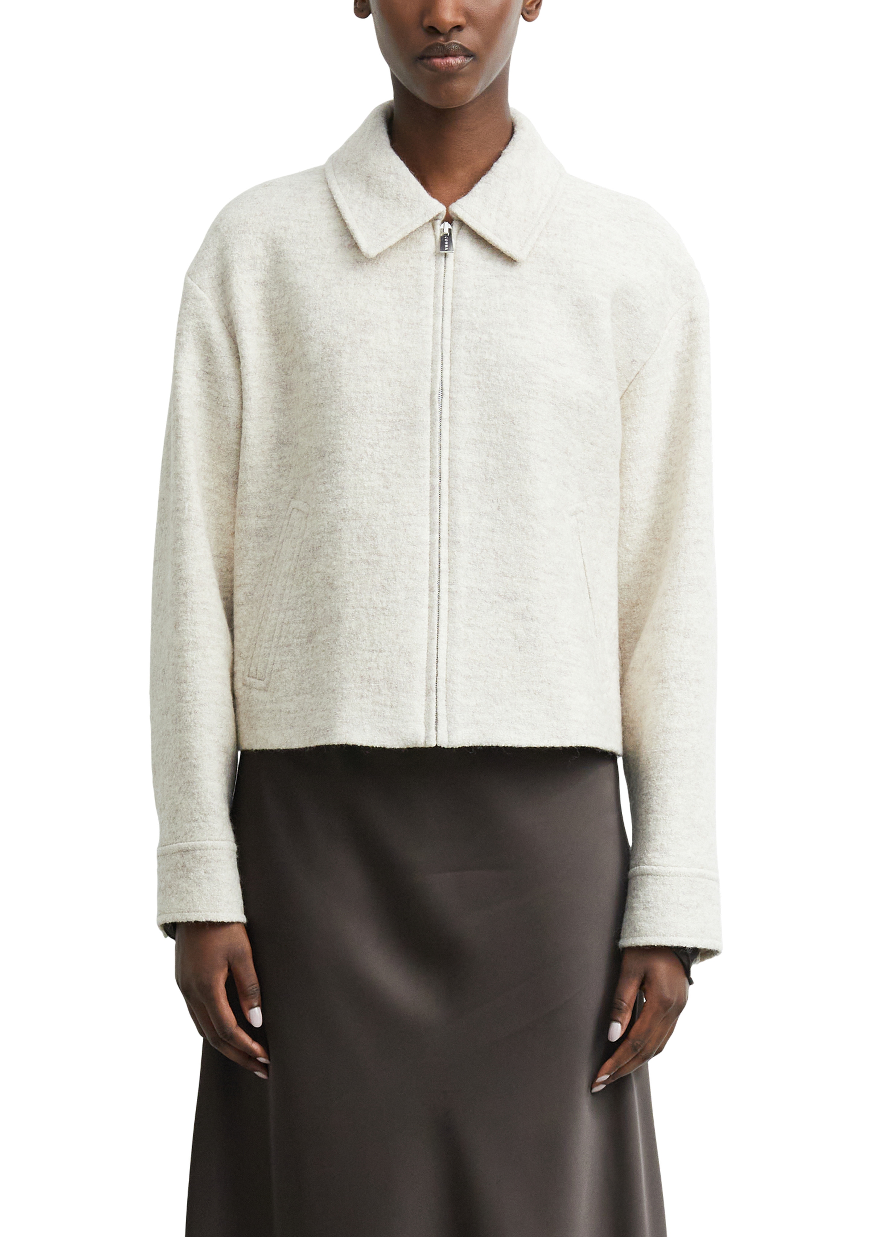 Comma Bouclèjacke mit wärmender Wolle, kurze Passform