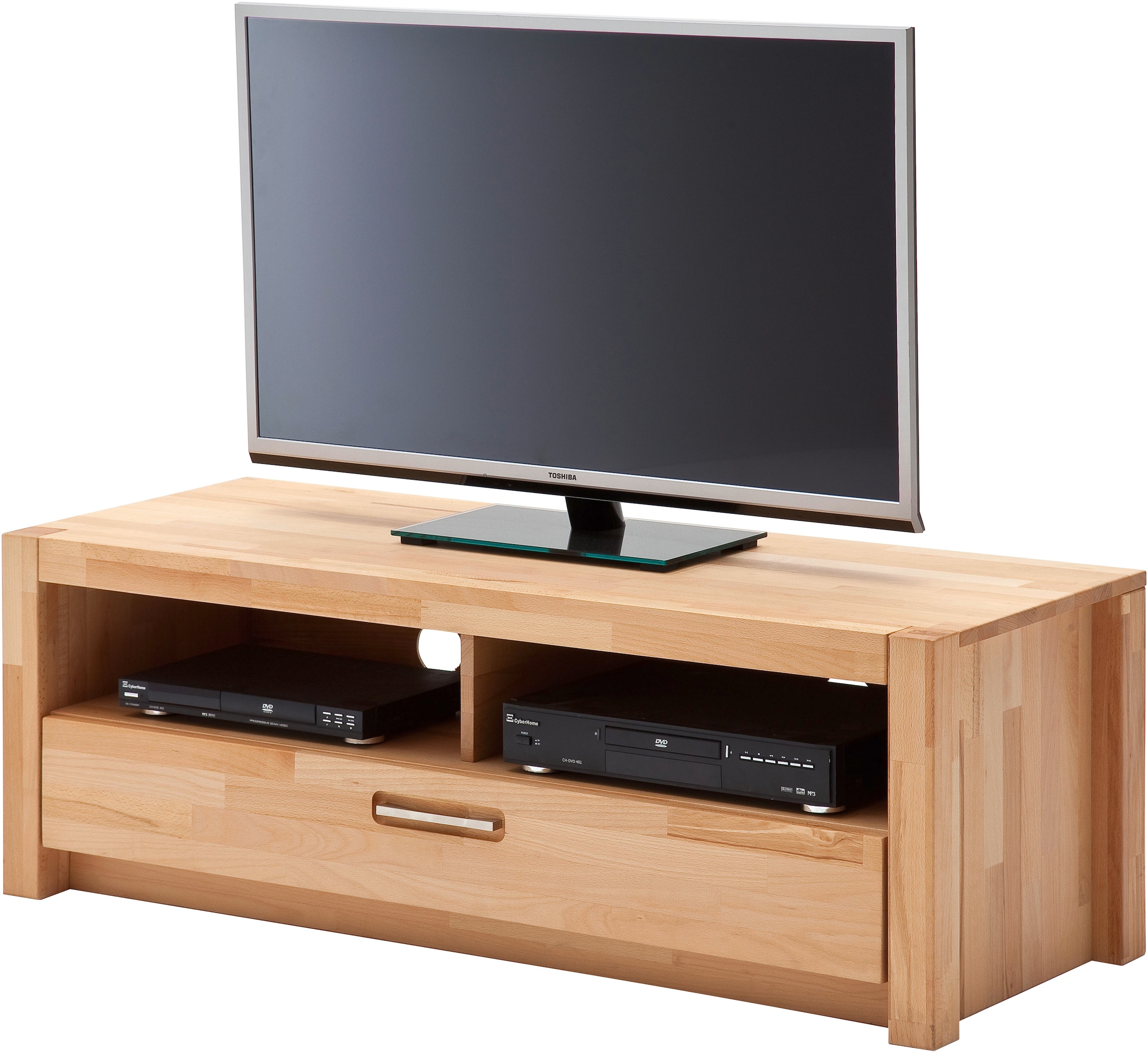 MCA living Lowboard »Fenja TV-Element, Kommode,TV-Möbel,Breite 125 cm«, (Set, 1 St., 1 Stück), Massivholz, 1 Schubkasten, 2 offene Fächer, maximale TV-Größe 50 Zoll