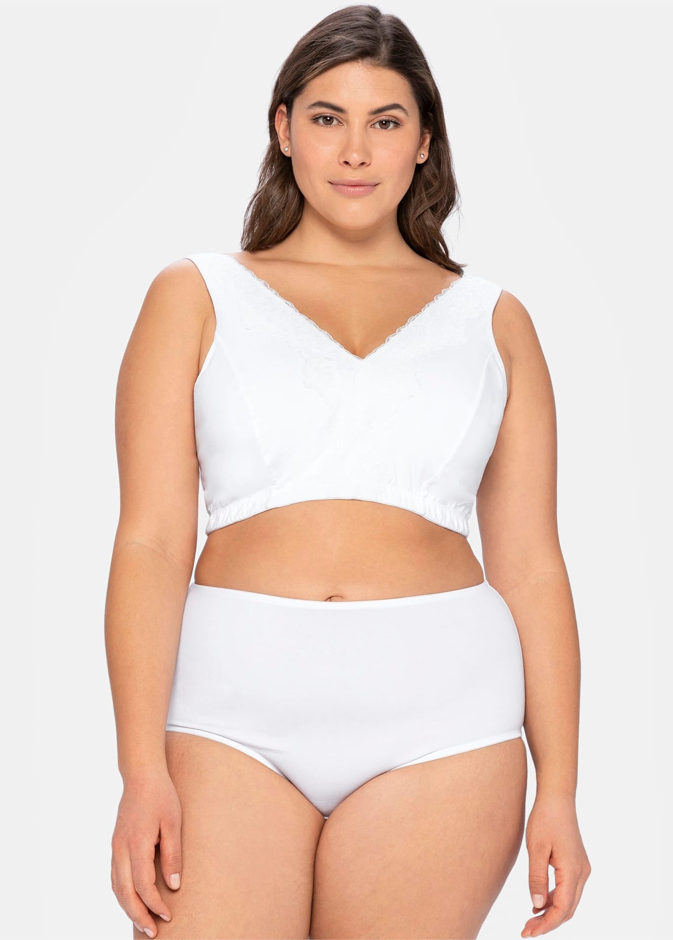 SHEEGO Damen Bügelloser BH, Gr. 100, weiß, 95% Baumwolle, 5% Elasthan, BHs