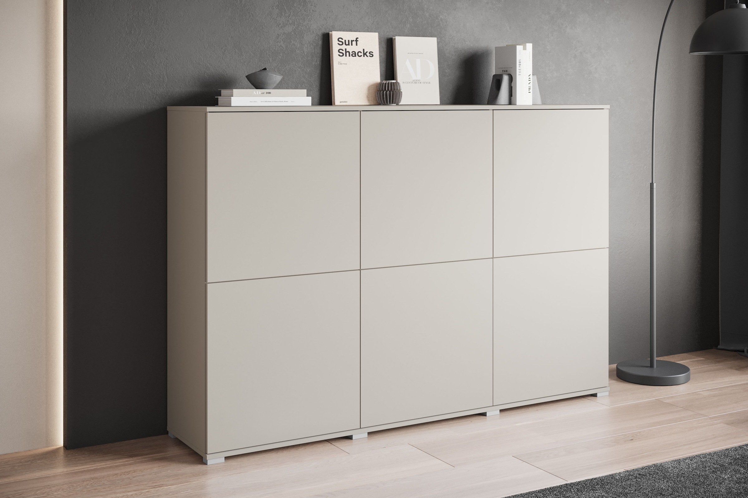 INOSIGN Highboard »Kenia, moderne grifflose Hochkommode mit 6 Türen, Breite 180 cm«, (1 St.), Push-to-Open-Fronten, höhenverstellbaren Einlegeböden
