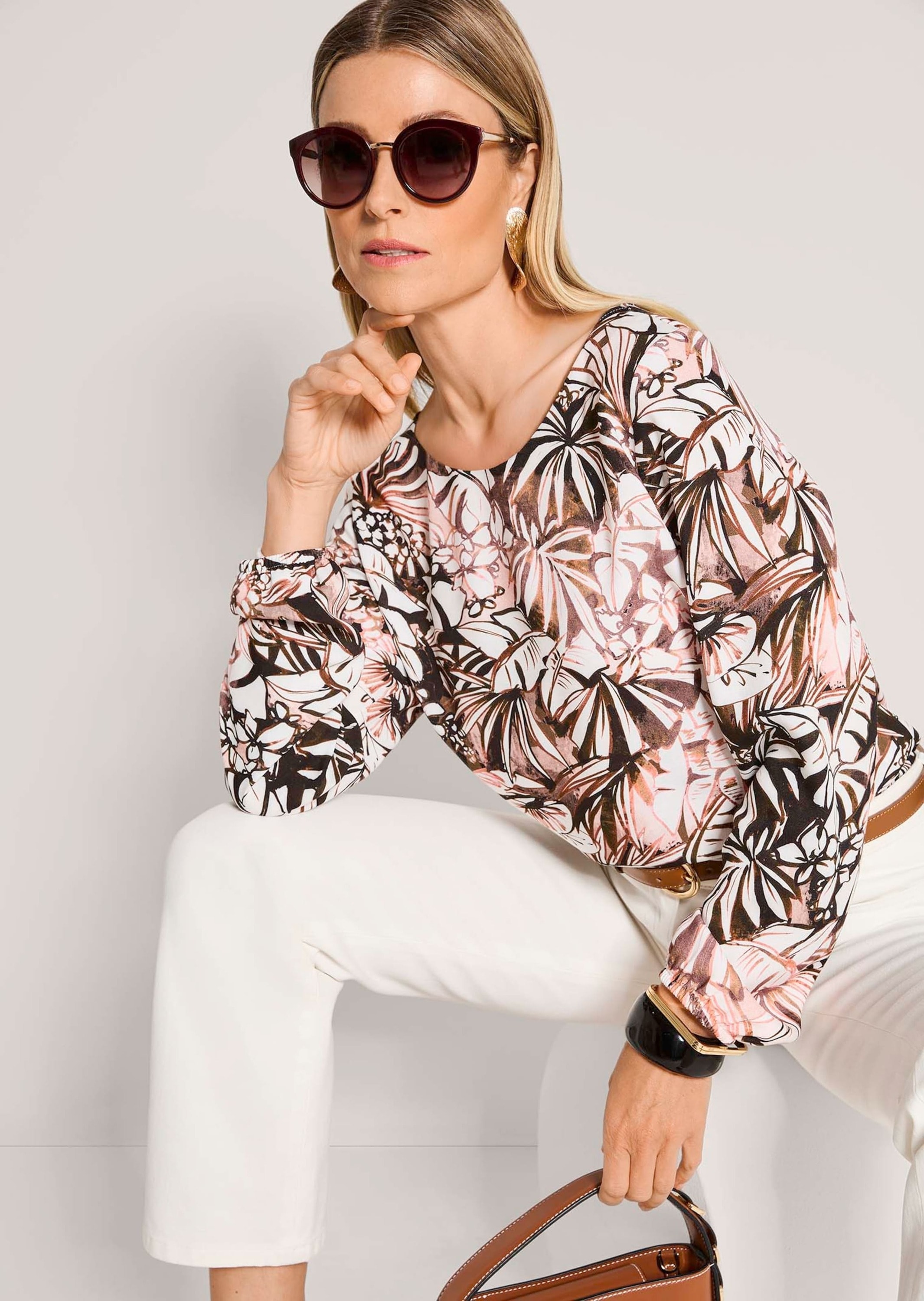 MADELEINE Langarmbluse »Bluse Langarm Bluse mit Blätterprint«
