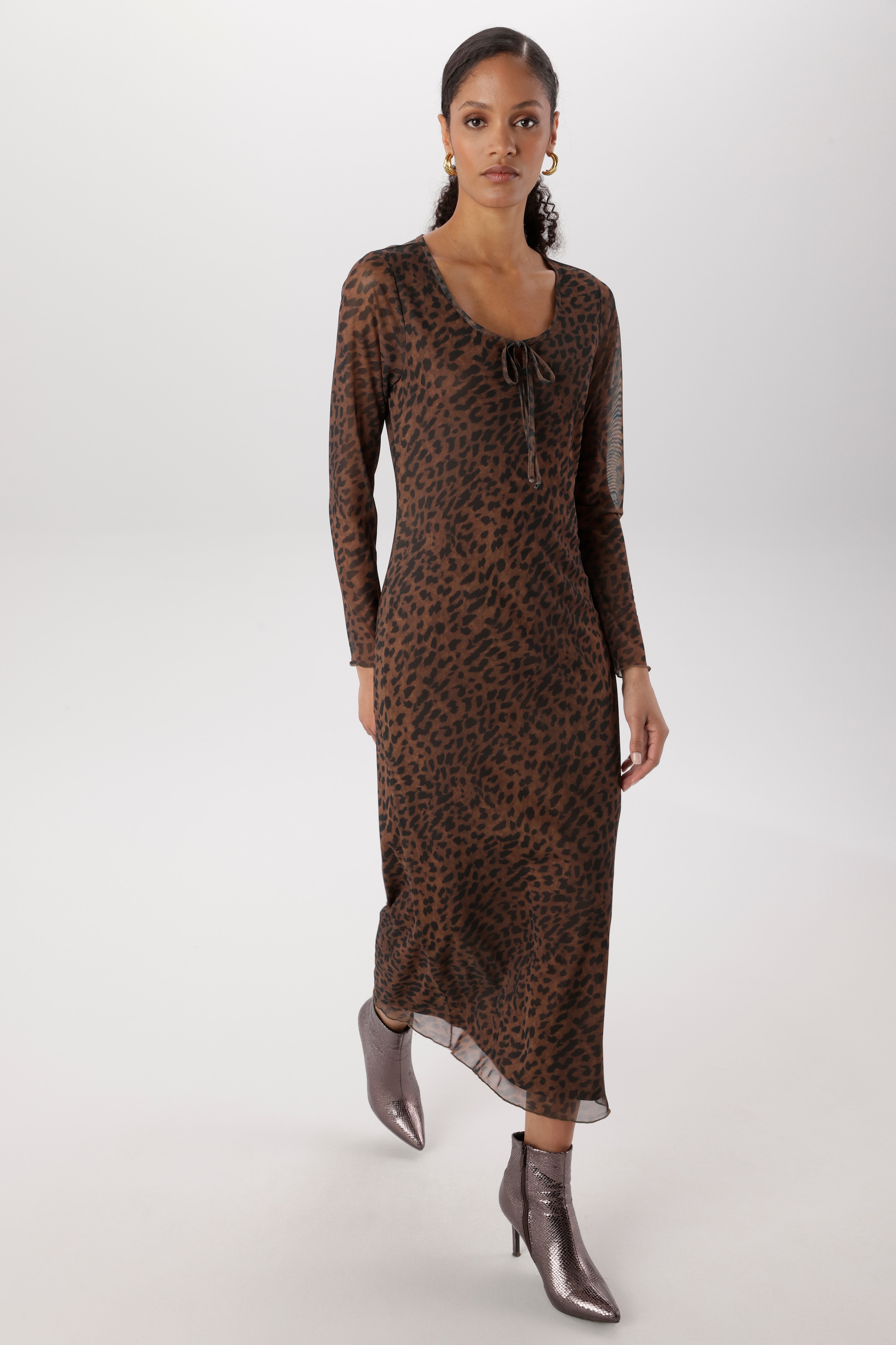 Aniston SELECTED Midikleid In Mesh-Qualiät und im angesagten Animal-Print - NEUE KOLLEKTION