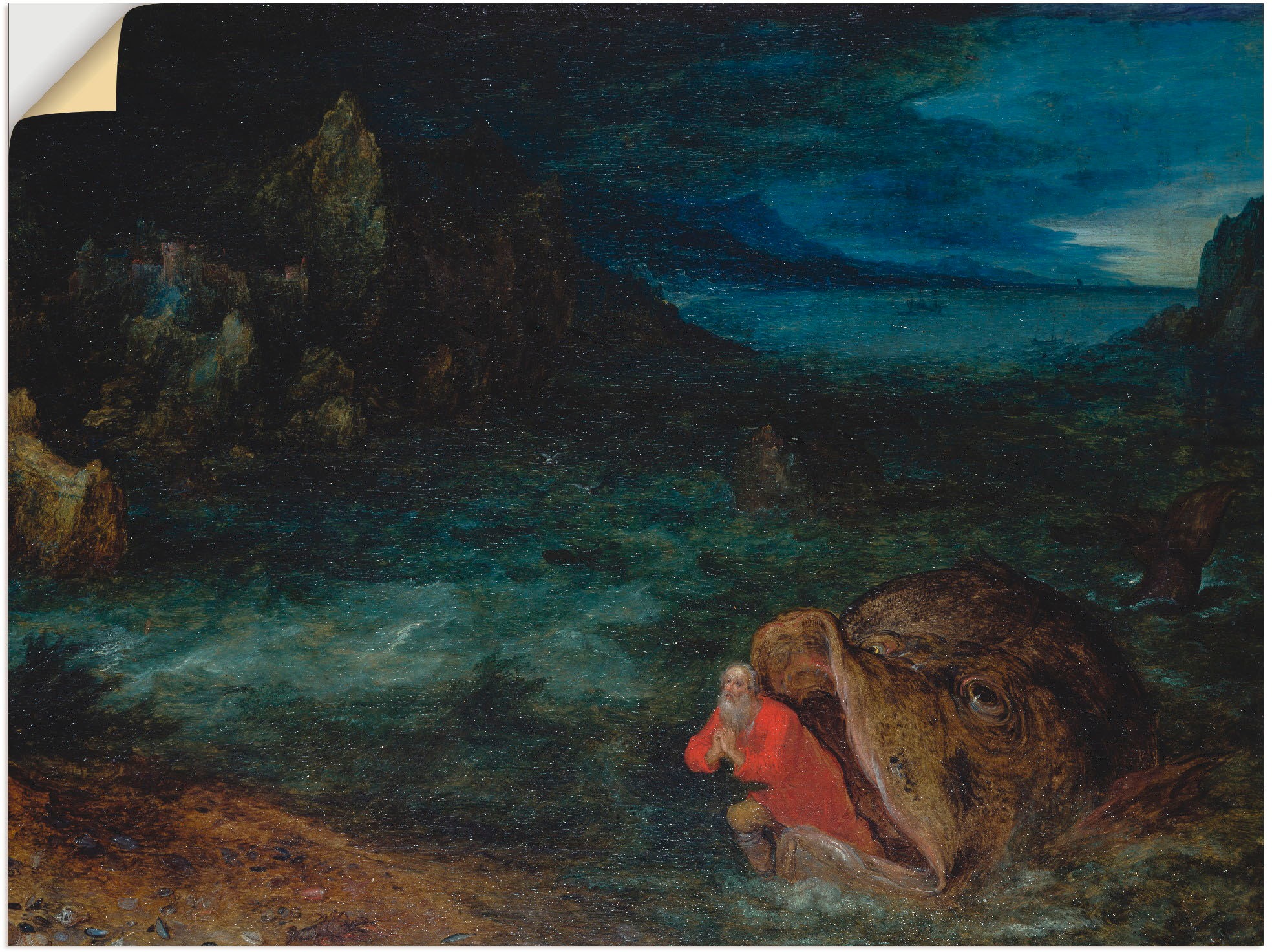 Poster bestellen BAUR dem St.), als Artland Leinwandbild, Walfisch«, entsteigt versch. »Jona Wandbild Wandaufkleber oder in Religion, (1 Größen |