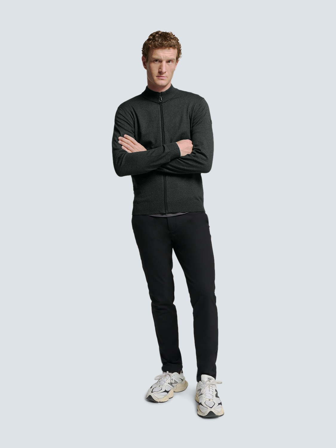 NO EXCESS Rundhalspullover »No Excess Zweifarbige Strickjacke von Timeless Basics«