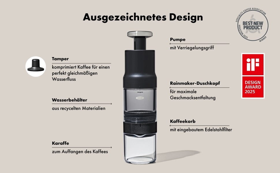 OXO Good Grips Kaffeebereiter »Rapid Brew Schnellbrüher« Heiß in 2 Minuten, Cold Brew in 5 Minuten – ganz ohne Strom