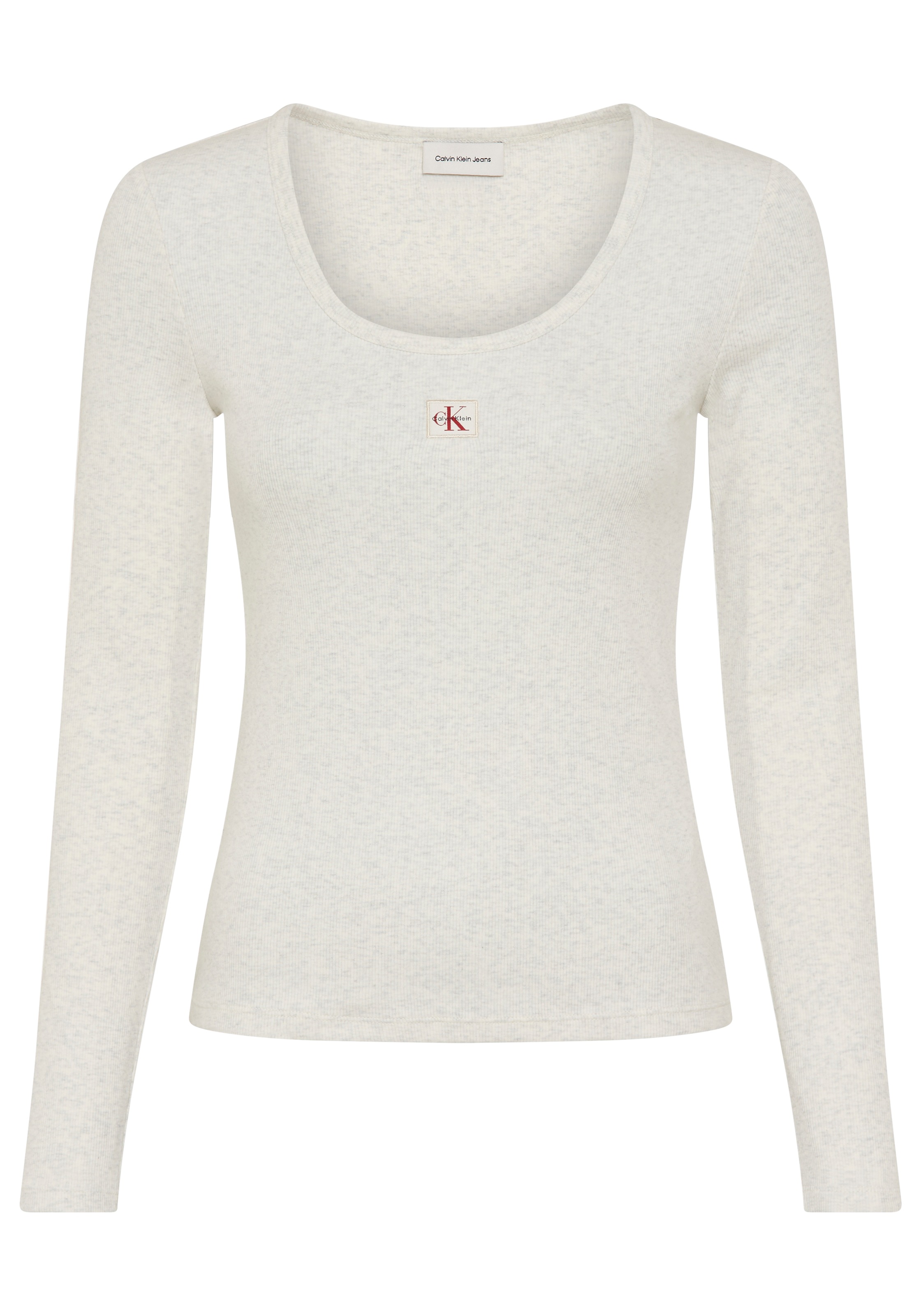 Calvin Klein Jeans Langarmshirt "LS WOVEN LABEL 2X2 RIB SCOOP NEC" Mit Rund günstig online kaufen
