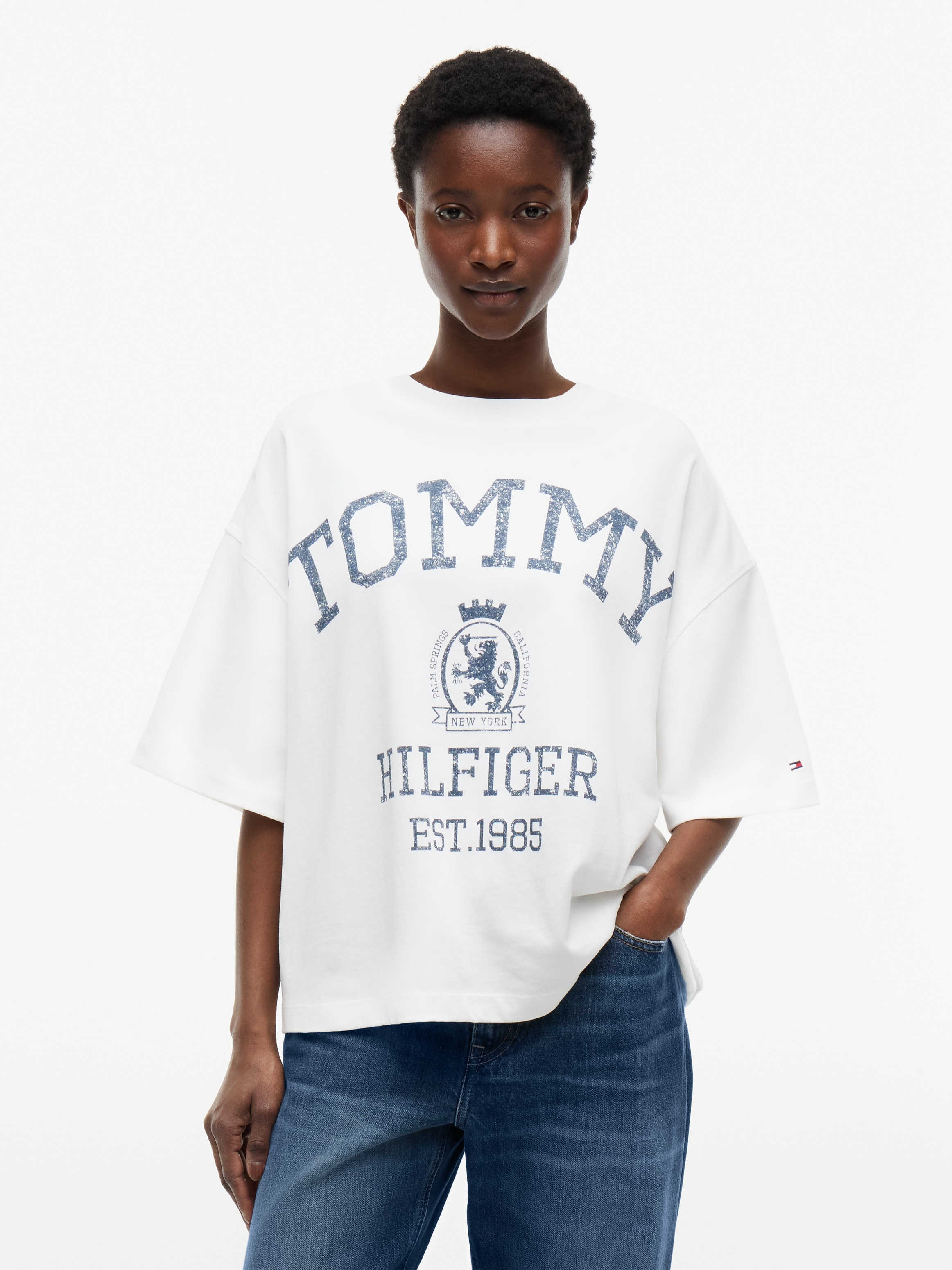 Tommy Hilfiger "VARSITY CREST RLX SS T-SHIRT" Baumwolle, relaxed fit, Logoprint
