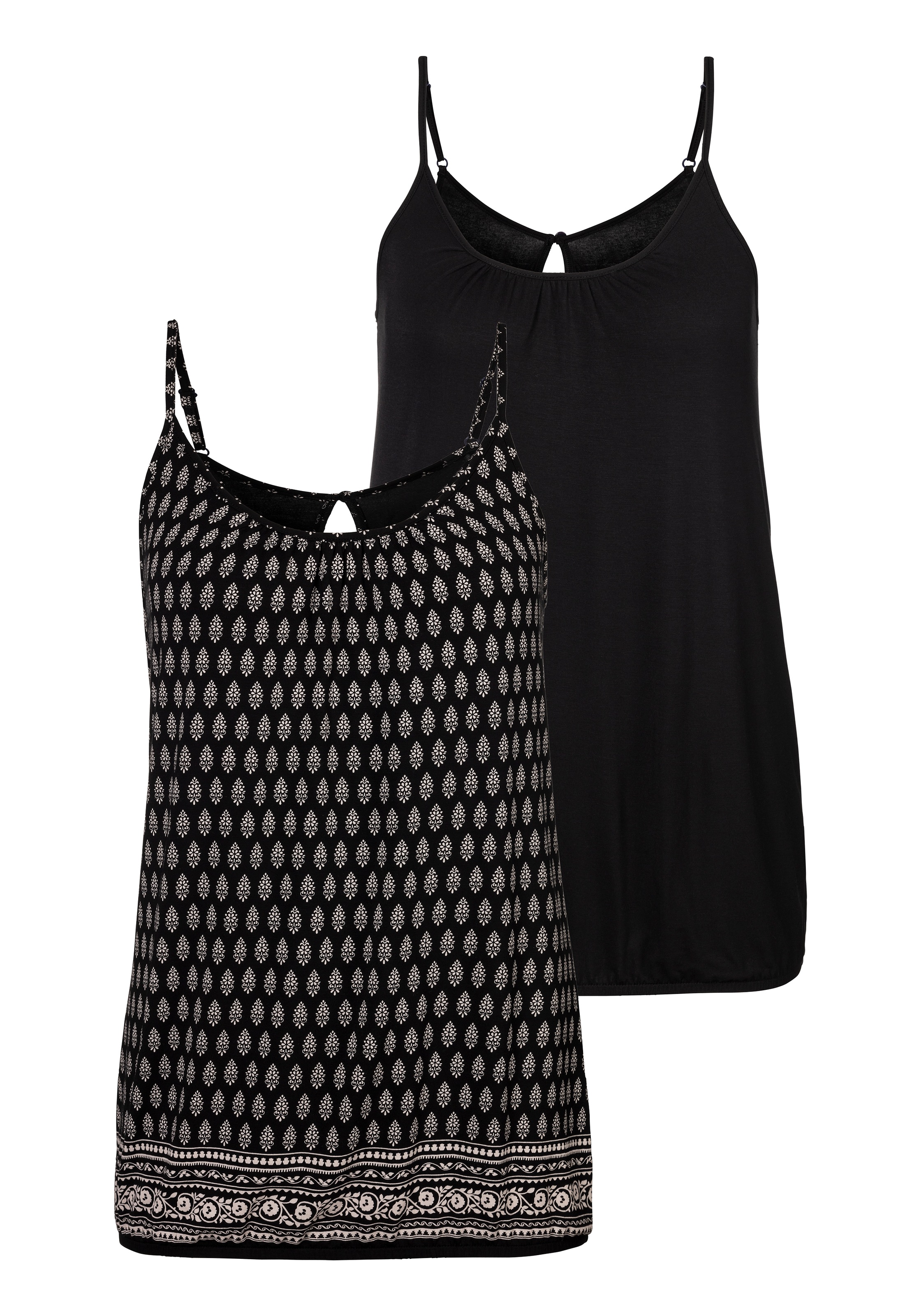 LASCANA Spaghettitop "mit Raffung am Ausschnitt", aus weichem Viskose-Stret günstig online kaufen