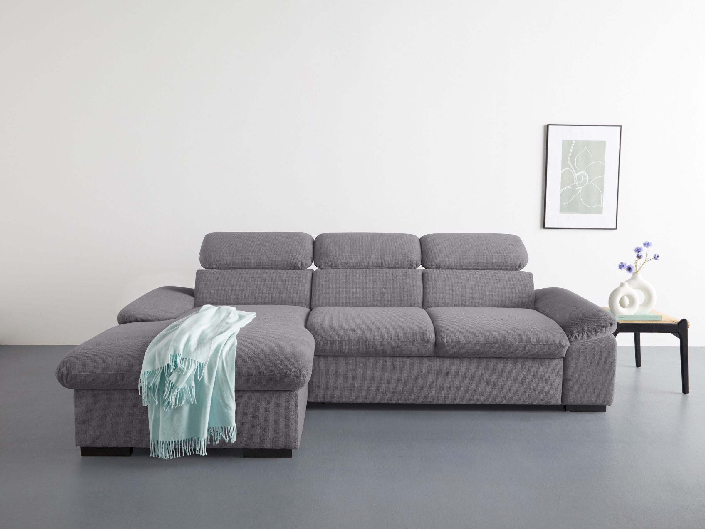 COTTA Ecksofa "Lola L-Form mit Kopfteilfunktion & Hocker" wahlweise mit Bet günstig online kaufen