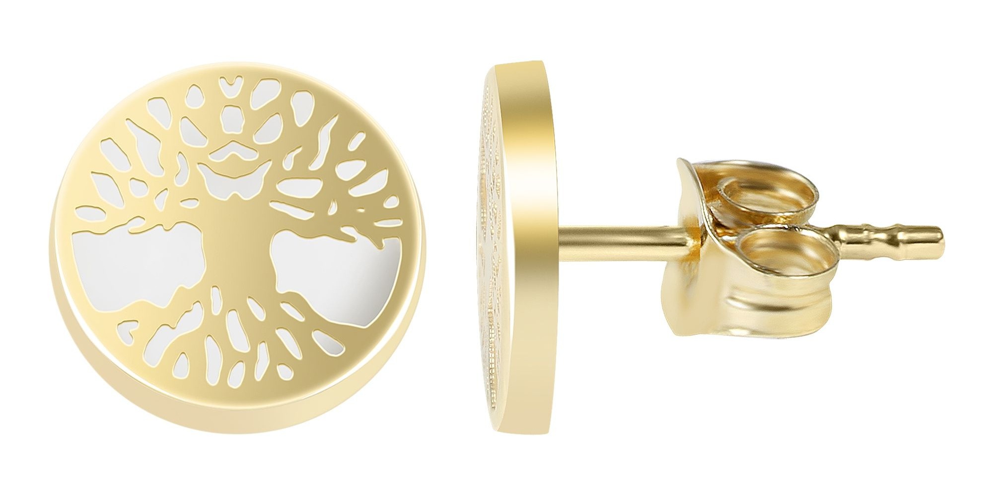 Adelia´s Paar Ohrhänger »Damen Ohrringe – Ohrstecker Lebensbaum aus 333 Gold mit Perlmutt« Ein Geschenk, das Freude macht