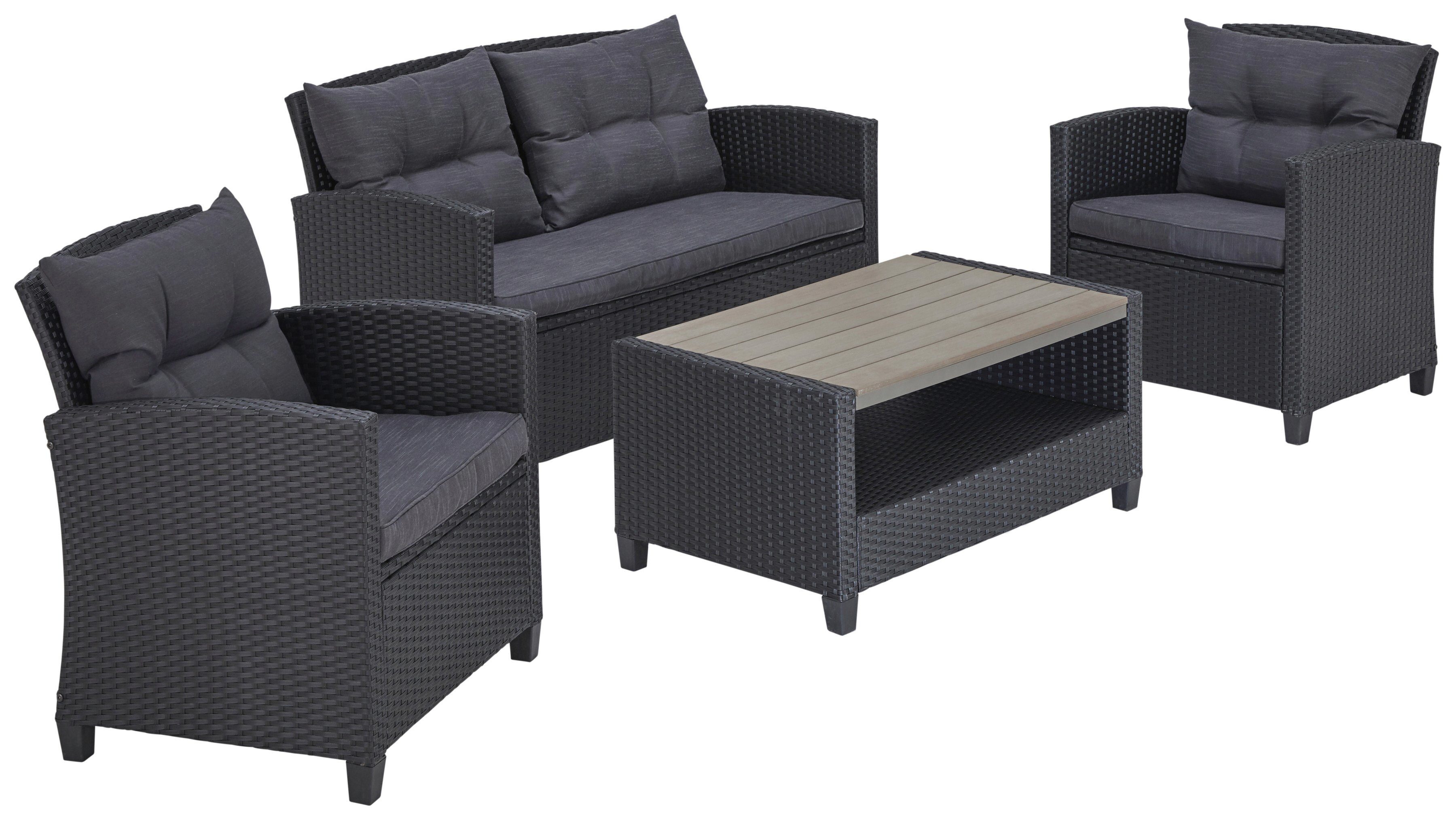Gartenlounge-Set »St. Tropez«, (11 tlg.), 2er Sofa, 2 Sessel, Tisch 90x55 cm, Polyrattan