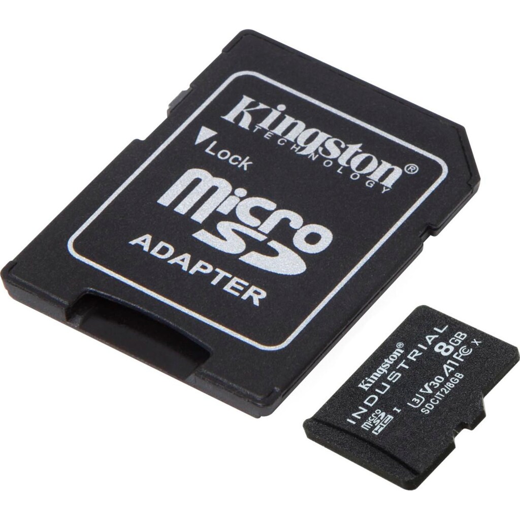 Kingston Speicherkarte »INDUSTRIAL microSD 8GB + SD Adapter«, (UHS-I Class 10 100 MB/s Lesegeschwindigkeit)