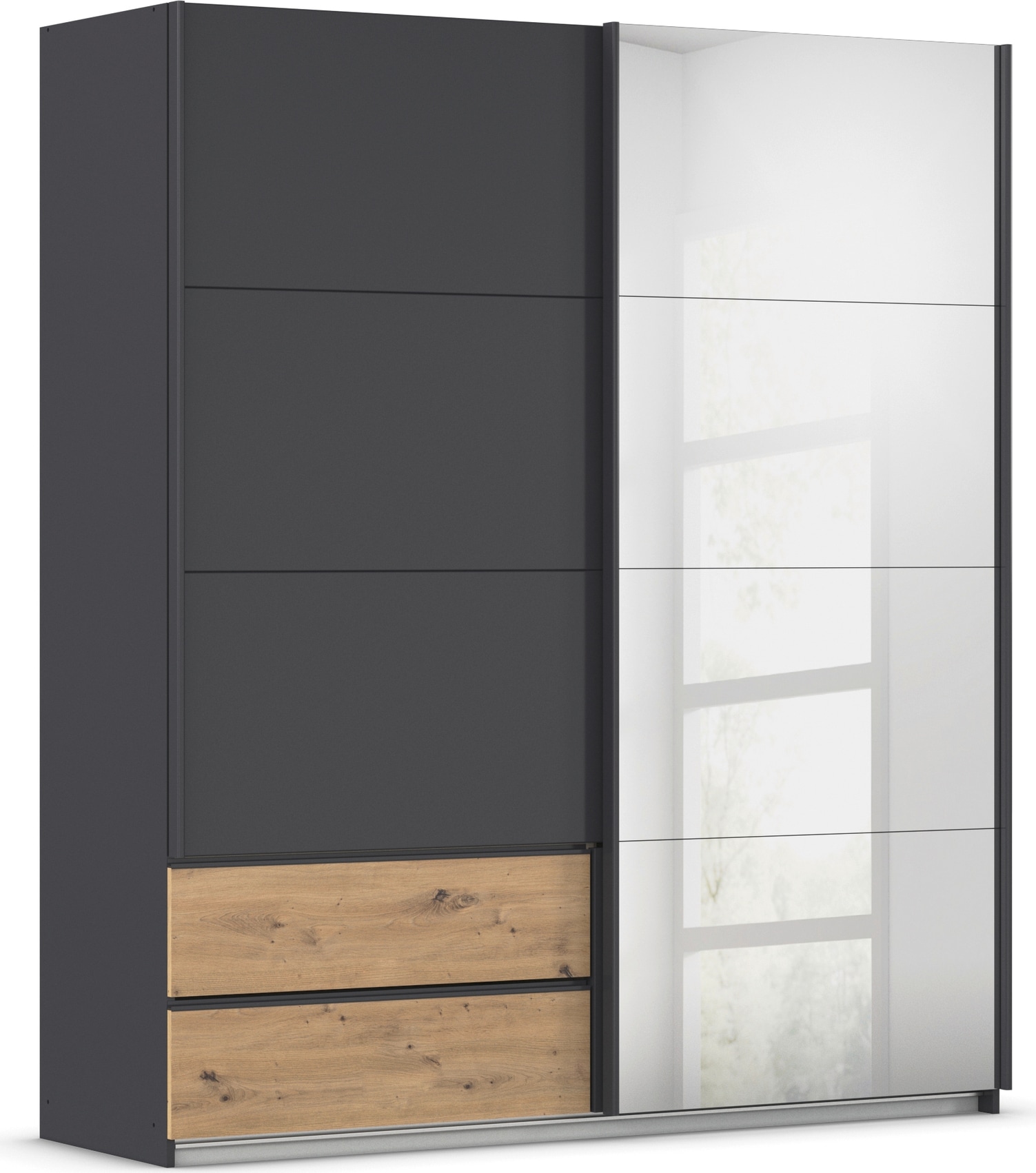 rauch Schwebetürenschrank "Kleiderschrank Schrank Garderobe Wäscheschrank ELARA mit Spiegel" praktische Schubladen optional farblich abgesetzt MADE IN GERMANY