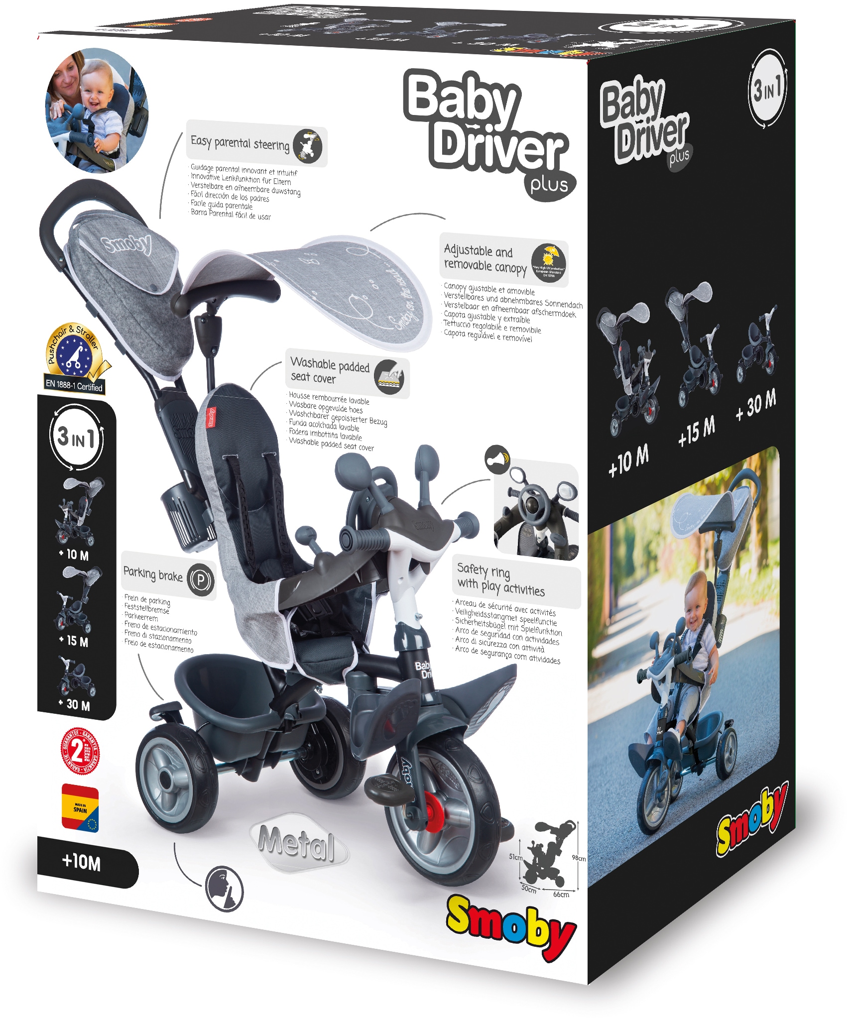 Smoby Dreirad »Baby Driver Plus, Grau«, Made in Europe