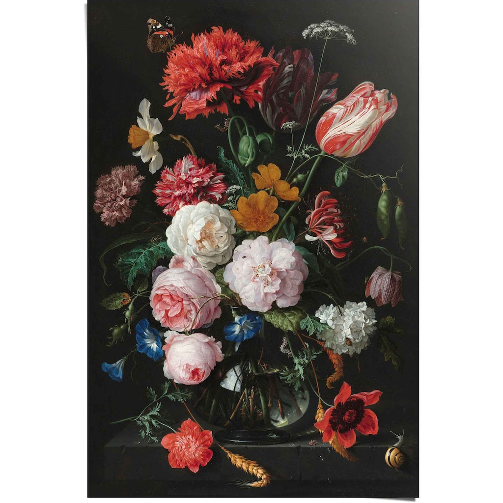 Reinders! Poster »Poster Stillleben mit Blumenvase Jan Davidsz de Heem«, Vasen, (1 St.)