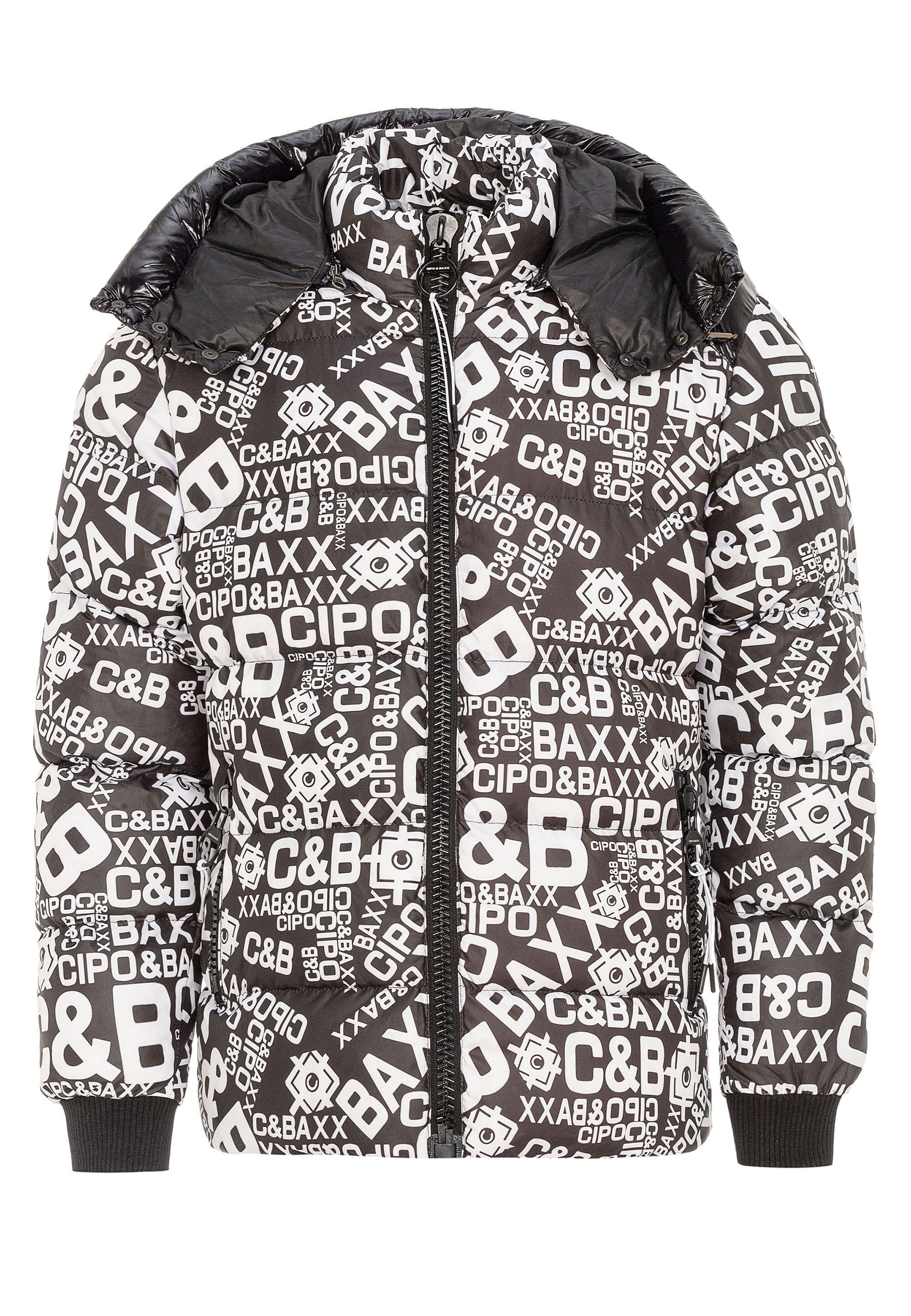 Cipo & Baxx Winterjacke »Winterjacke«, mit Kapuze, mit stylischem Schriftzug