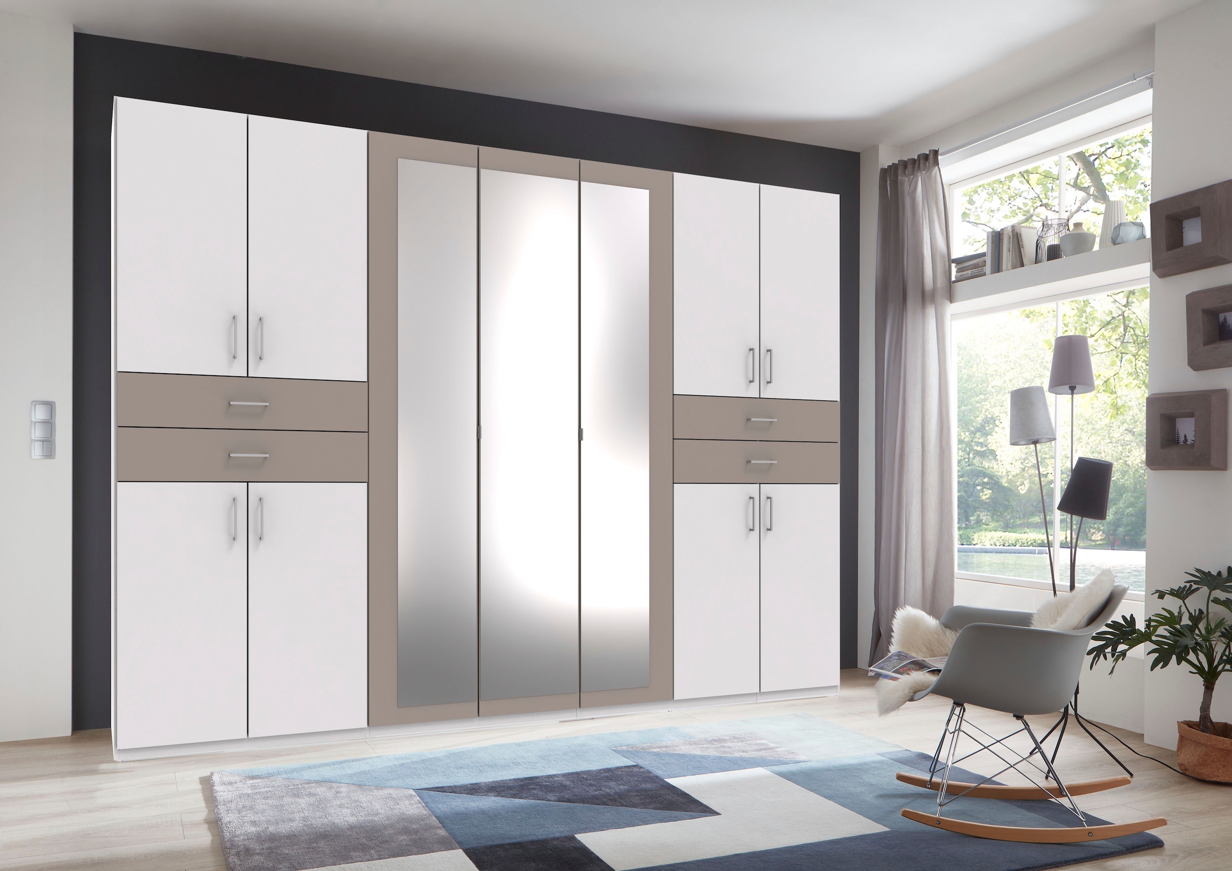 Wimex Kleiderschrank »Taiga Kleiderschrank mit Spiegel OTTOs Choice Topseller«, mit Schubladen auf bequemer Höhe, Garderobe Schlafzimmerschrank