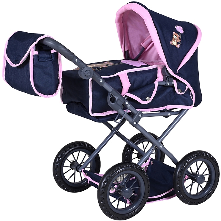 Knorrtoys® Kombi-Puppenwagen »Ruby - Navy Pink Baer«, mit Wickeltasche